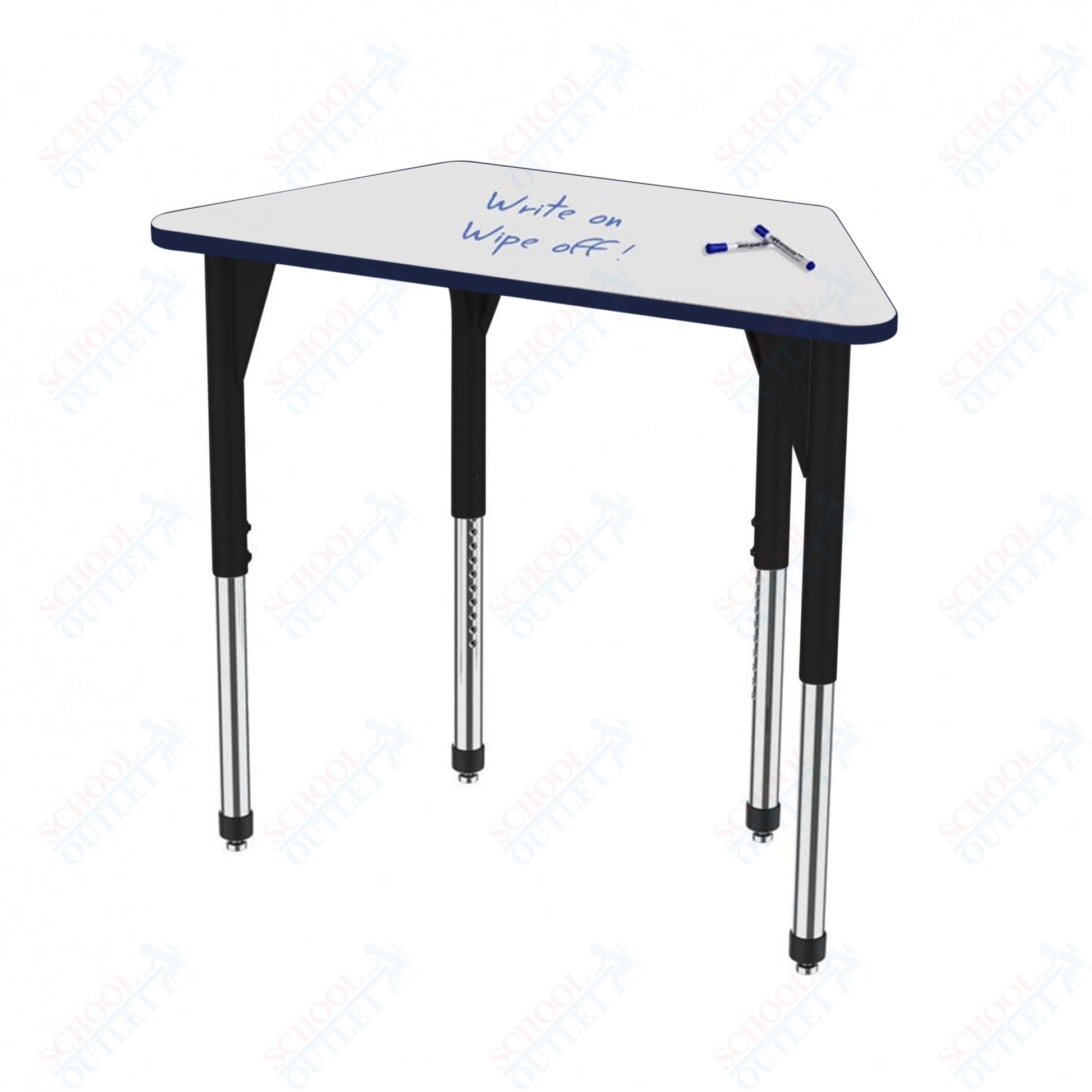 Marco Premier Series Trapezoid Stand - Up Table w/ Dry Erase Top 24" x 48" Adj Height 32" - 42" (43 - 2276 - DA) - SchoolOutlet