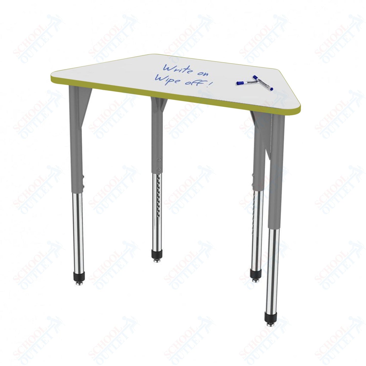 Marco Premier Series Trapezoid Stand - Up Table w/ Dry Erase Top 24" x 48" Adj Height 32" - 42" (43 - 2276 - DA) - SchoolOutlet