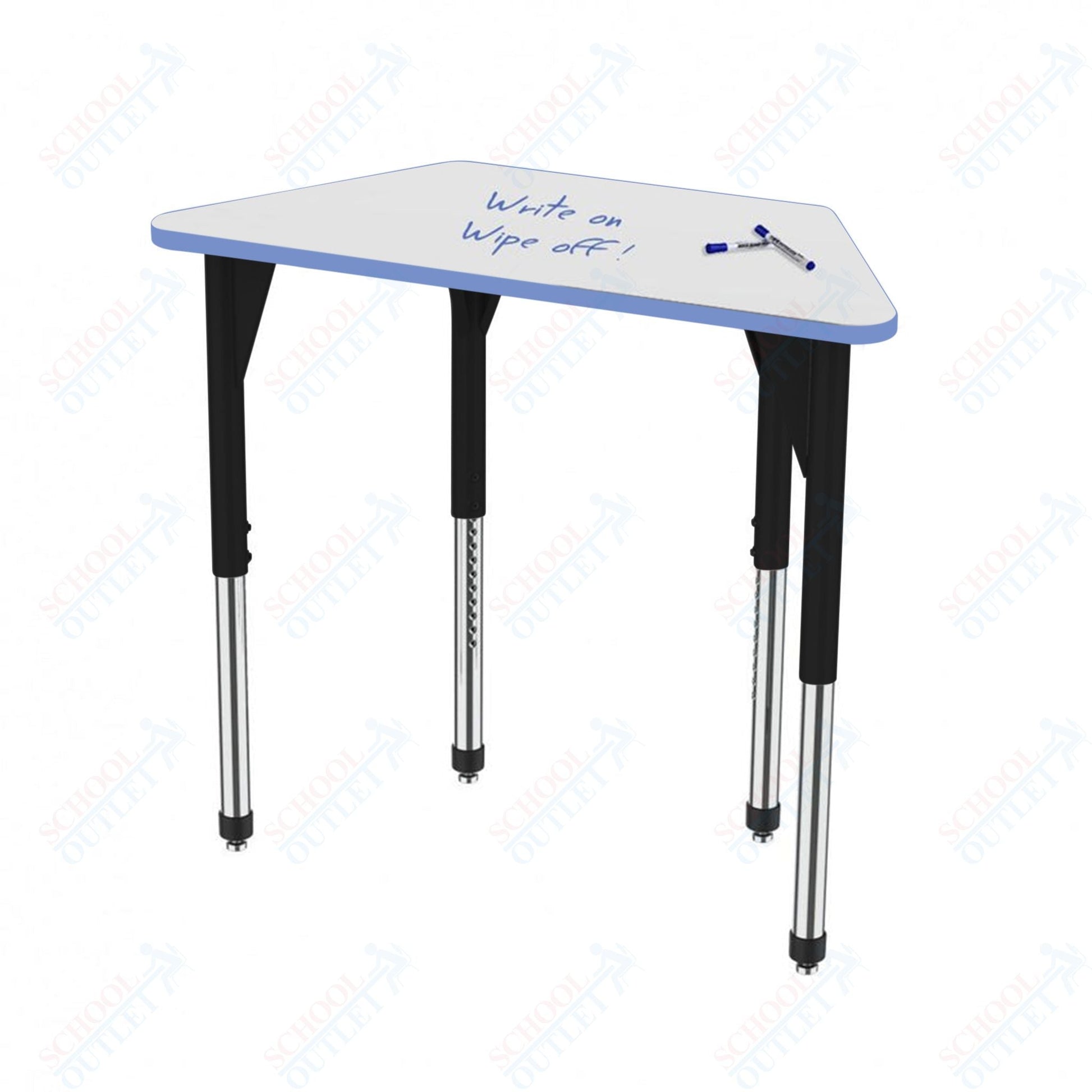 Marco Premier Series Trapezoid Stand - Up Table w/ Dry Erase Top 24" x 48" Adj Height 32" - 42" (43 - 2276 - DA) - SchoolOutlet
