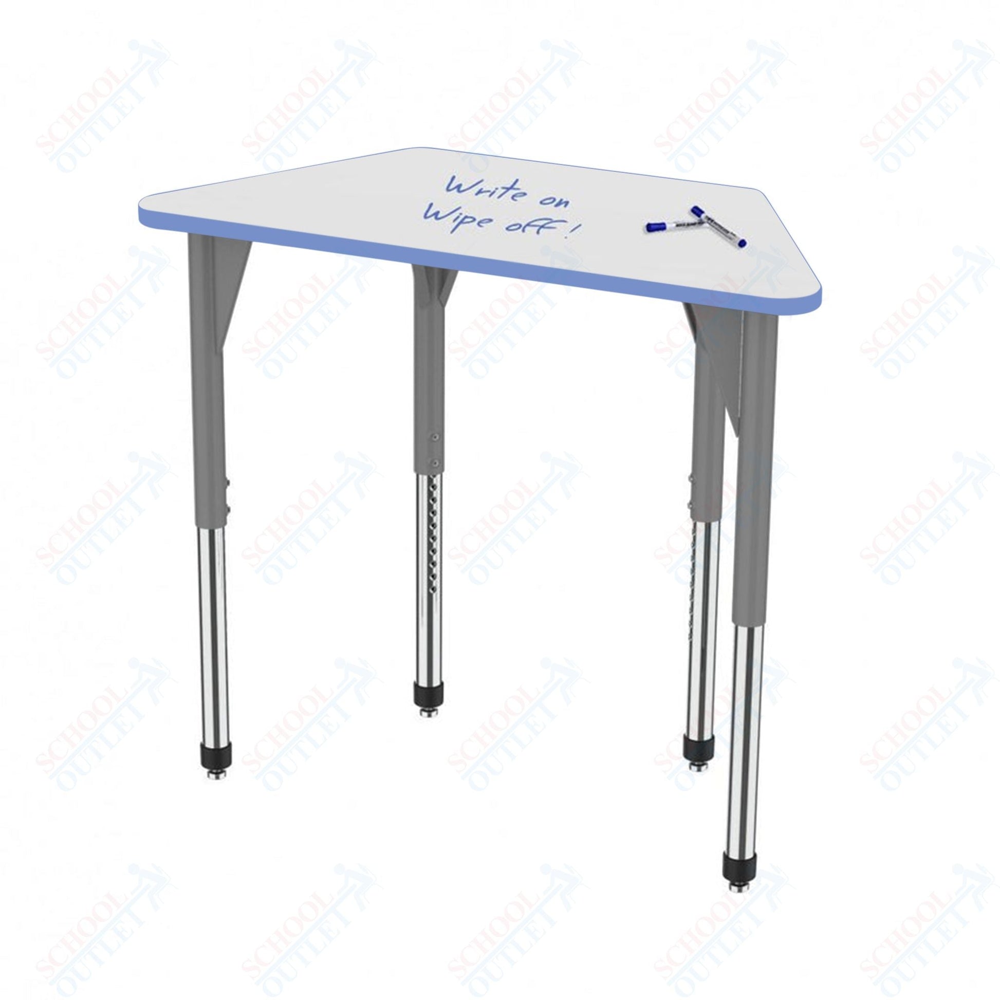 Marco Premier Series Trapezoid Stand - Up Table w/ Dry Erase Top 24" x 48" Adj Height 32" - 42" (43 - 2276 - DA) - SchoolOutlet