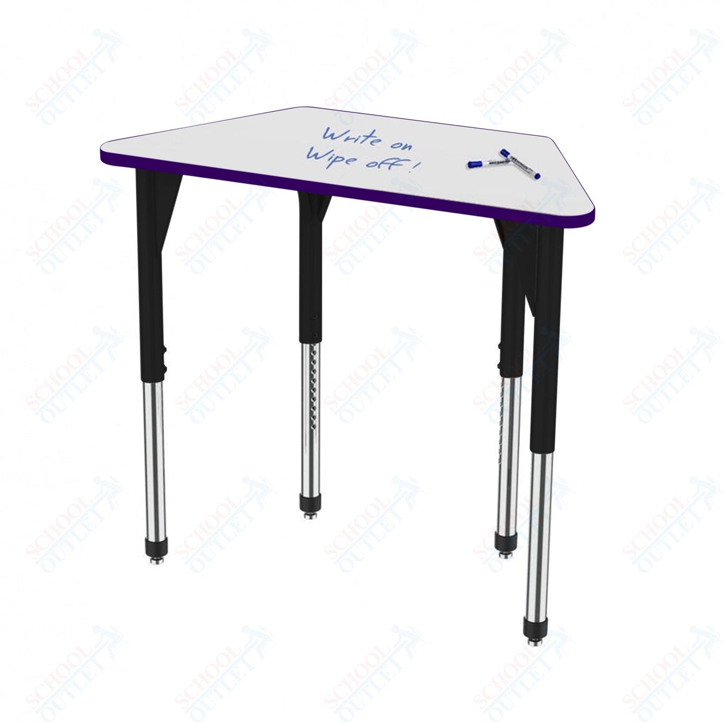 Marco Premier Series Trapezoid Stand - Up Table w/ Dry Erase Top 24" x 48" Adj Height 32" - 42" (43 - 2276 - DA) - SchoolOutlet