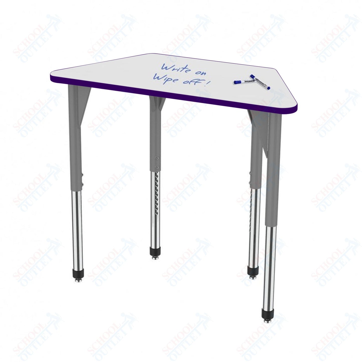 Marco Premier Series Trapezoid Stand - Up Table w/ Dry Erase Top 24" x 48" Adj Height 32" - 42" (43 - 2276 - DA) - SchoolOutlet