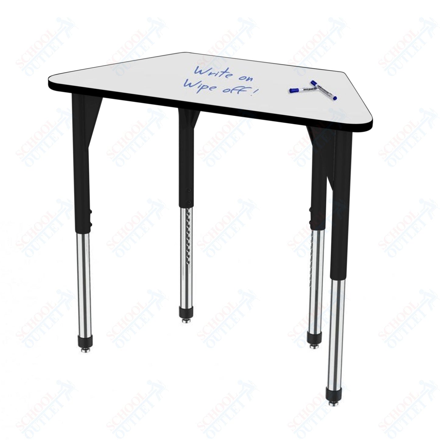 Marco Premier Series Trapezoid Activity Table w/ Dry Erase Top 24" x 48" Adj Height 21" - 31" (43 - 2276 - DB) - SchoolOutlet