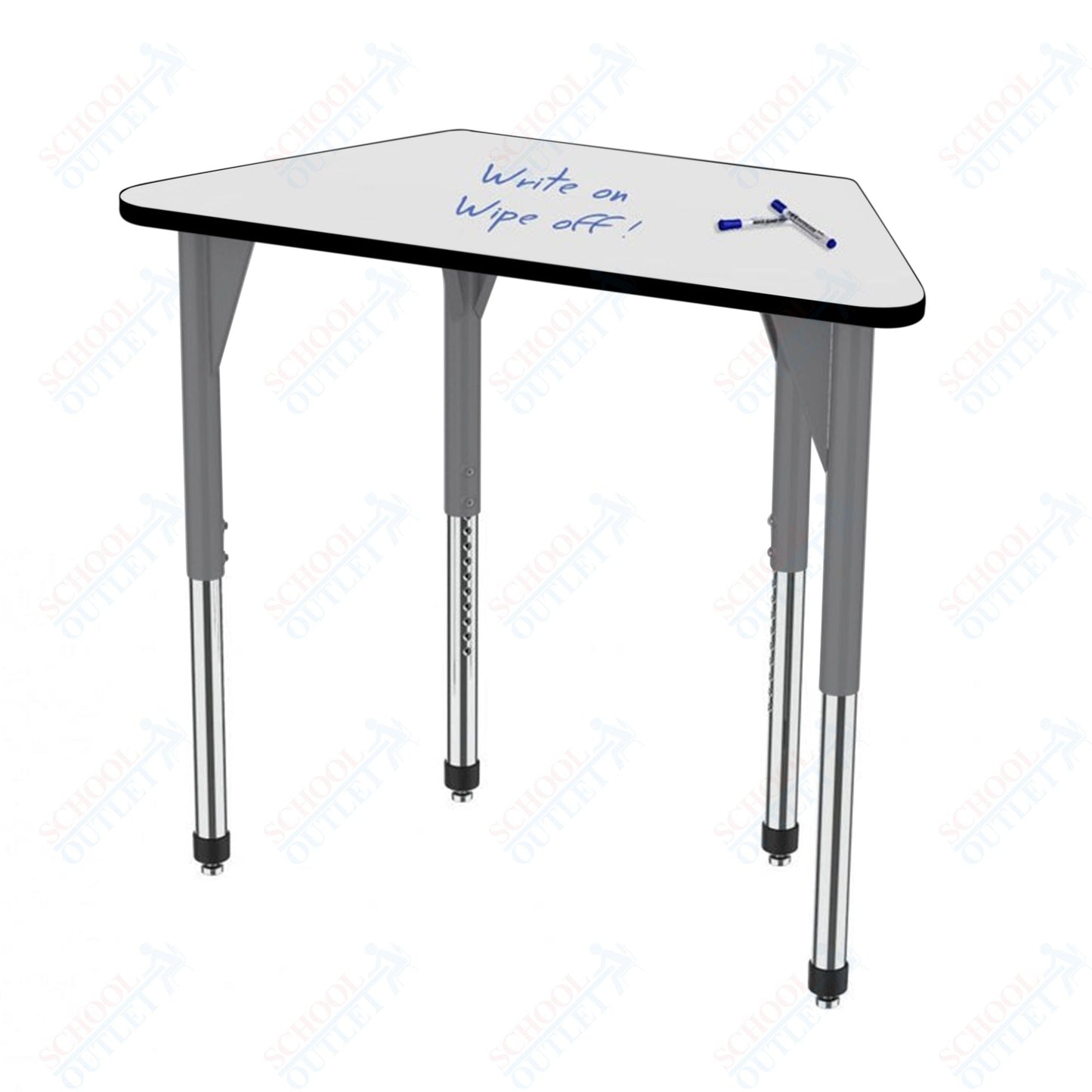 Marco Premier Series Trapezoid Activity Table w/ Dry Erase Top 24" x 48" Adj Height 21" - 31" (43 - 2276 - DB) - SchoolOutlet