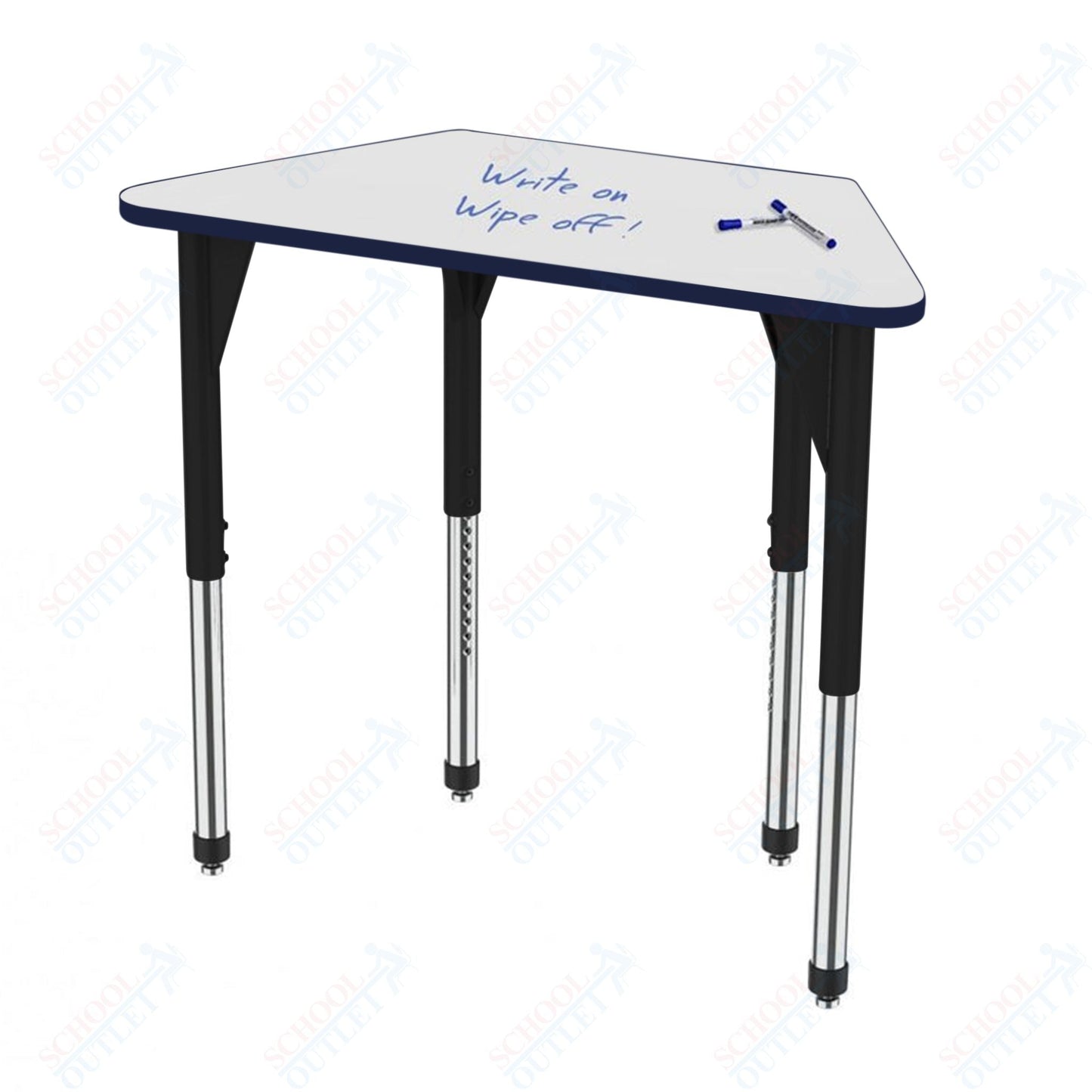 Marco Premier Series Trapezoid Activity Table w/ Dry Erase Top 24" x 48" Adj Height 21" - 31" (43 - 2276 - DB) - SchoolOutlet