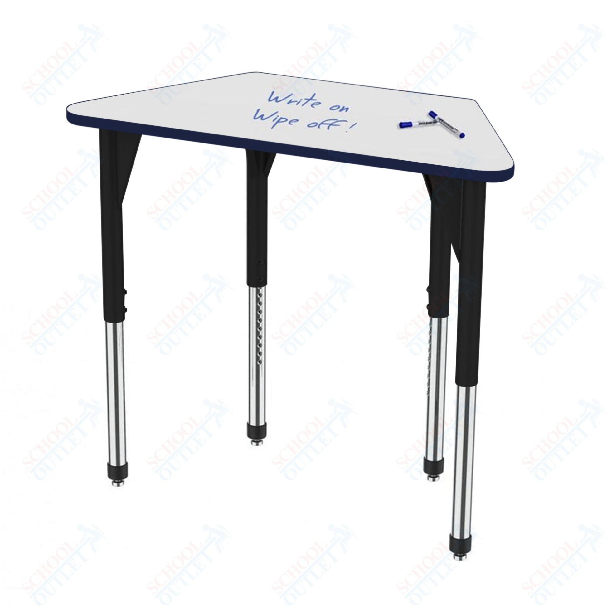 Marco Premier Series Trapezoid Activity Table w/ Dry Erase Top 24" x 48" Adj Height 21" - 31" (43 - 2276 - DB) - SchoolOutlet