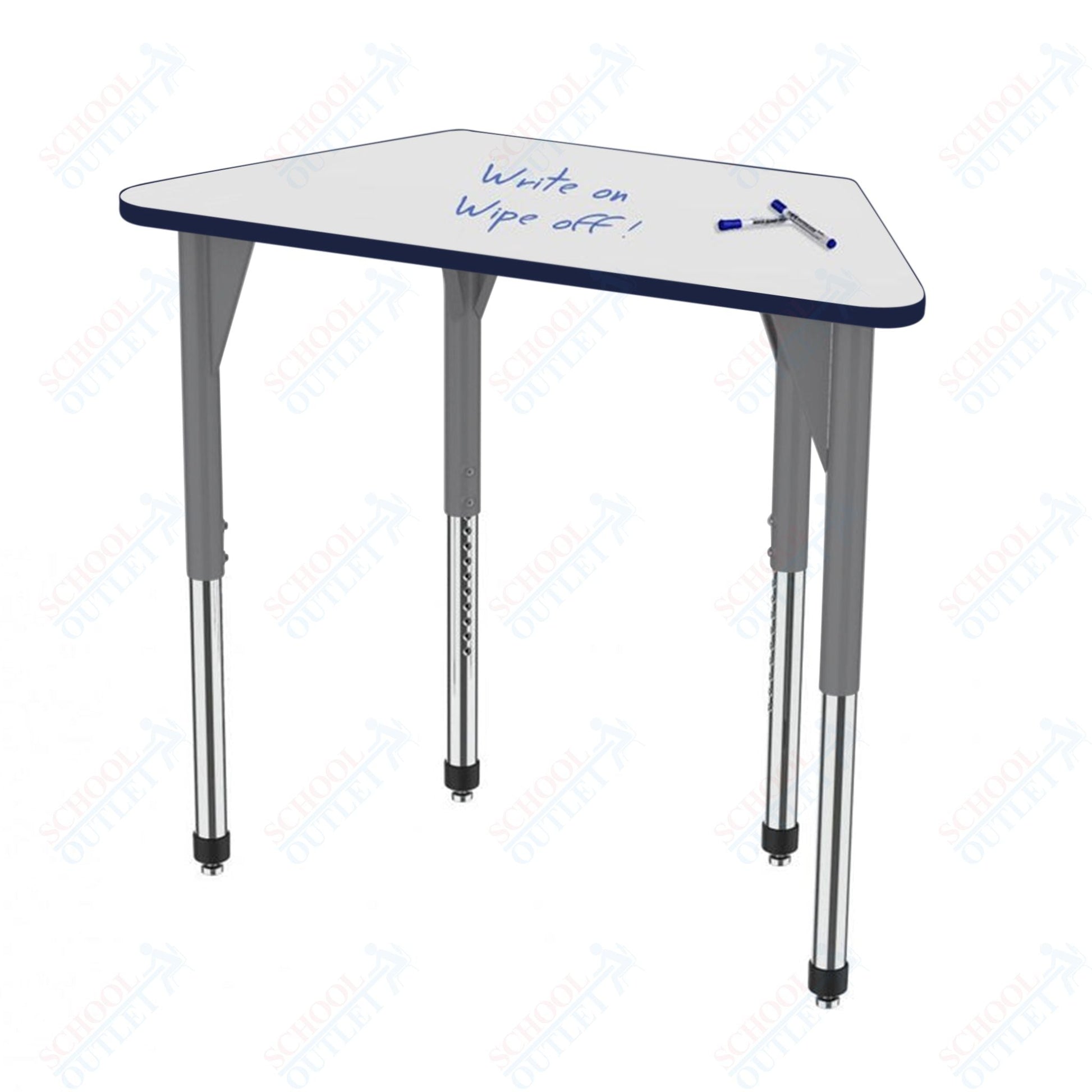 Marco Premier Series Trapezoid Activity Table w/ Dry Erase Top 24" x 48" Adj Height 21" - 31" (43 - 2276 - DB) - SchoolOutlet