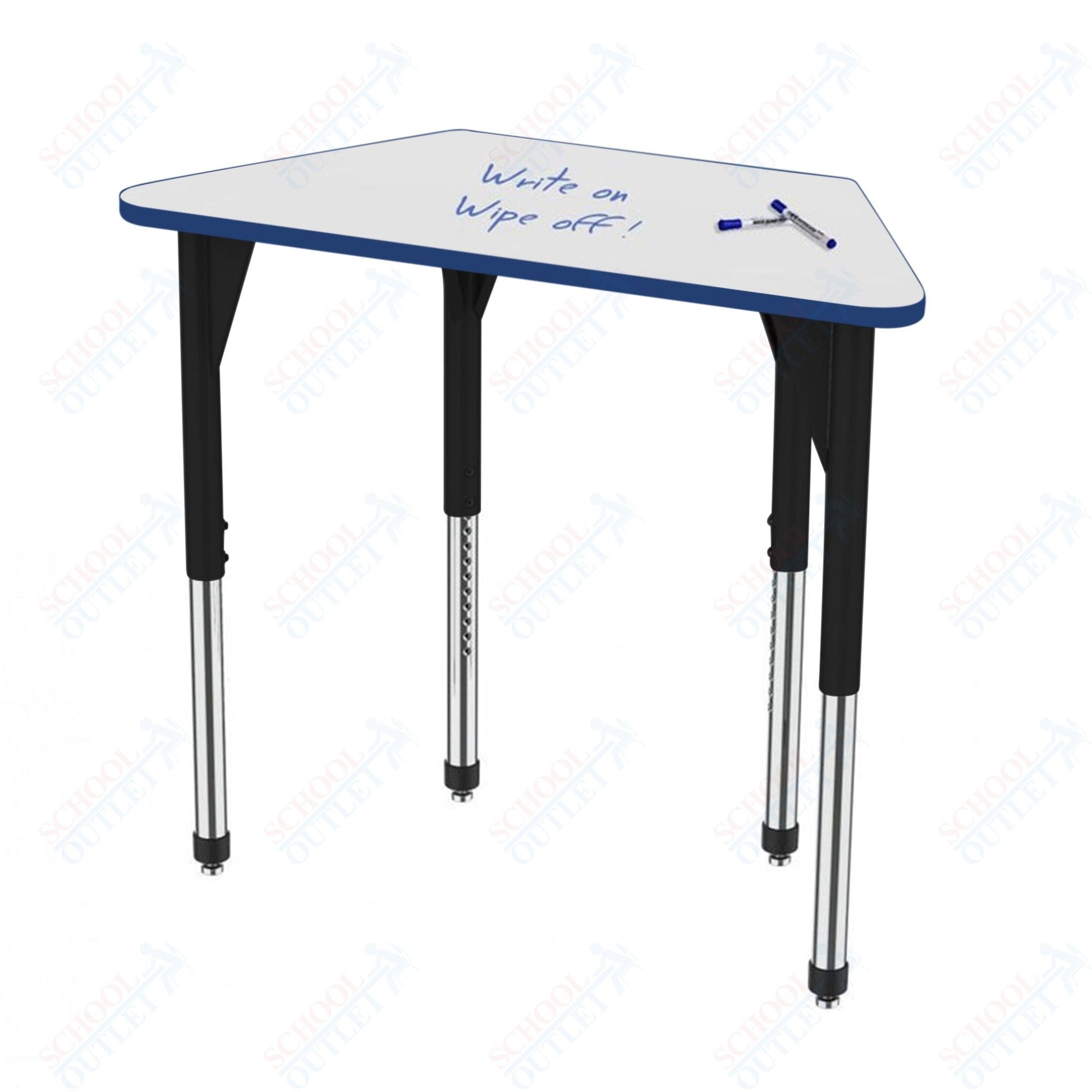Marco Premier Series Trapezoid Activity Table w/ Dry Erase Top 24" x 48" Adj Height 21" - 31" (43 - 2276 - DB) - SchoolOutlet