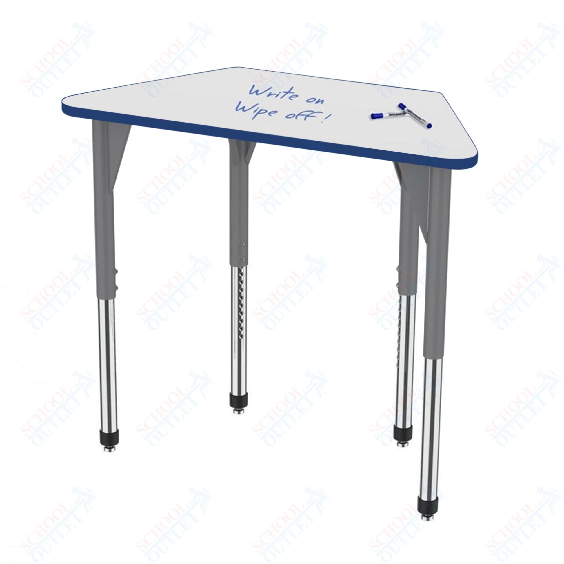 Marco Premier Series Trapezoid Activity Table w/ Dry Erase Top 24" x 48" Adj Height 21" - 31" (43 - 2276 - DB) - SchoolOutlet