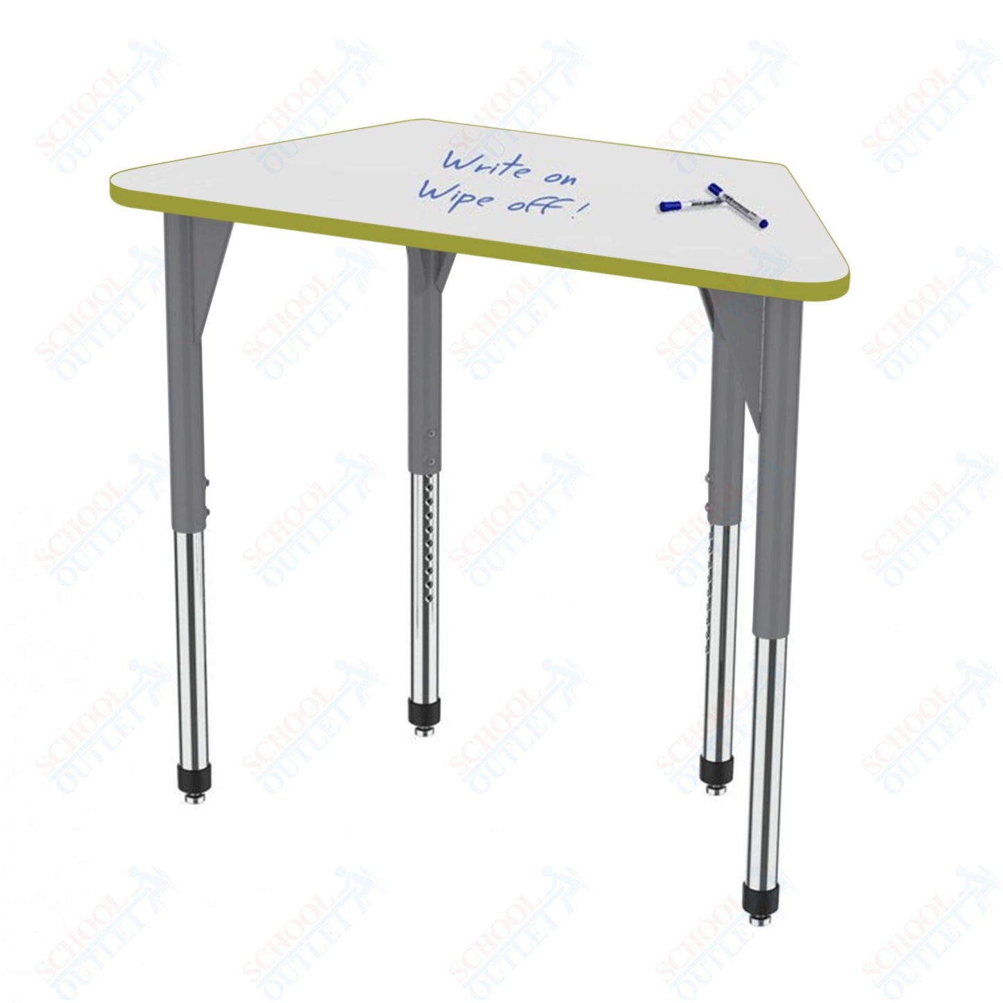 Marco Premier Series Trapezoid Activity Table w/ Dry Erase Top 24" x 48" Adj Height 21" - 31" (43 - 2276 - DB) - SchoolOutlet