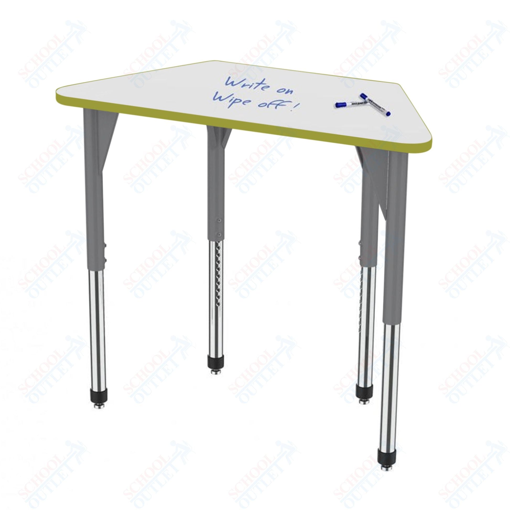 Marco Premier Series Trapezoid Activity Table w/ Dry Erase Top 24" x 48" Adj Height 21" - 31" (43 - 2276 - DB) - SchoolOutlet