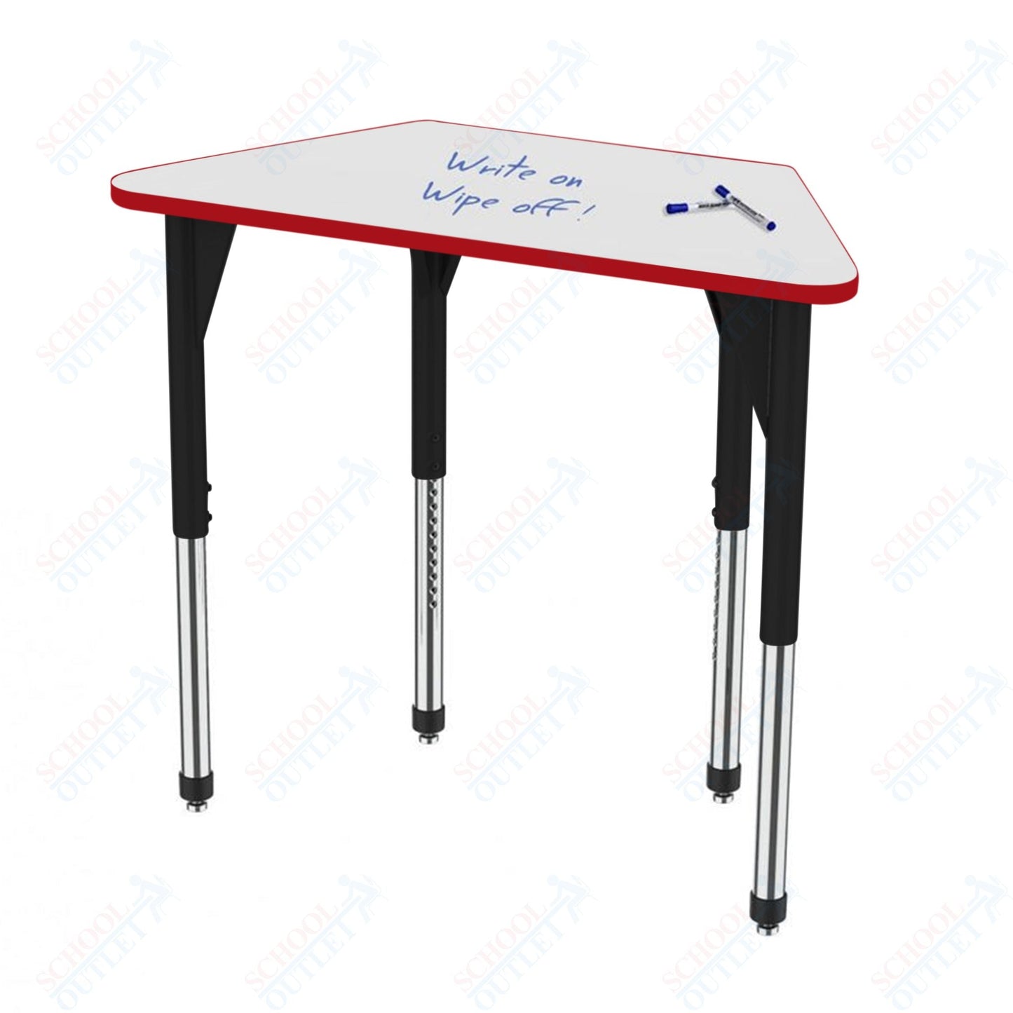 Marco Premier Series Trapezoid Activity Table w/ Dry Erase Top 24" x 48" Adj Height 21" - 31" (43 - 2276 - DB) - SchoolOutlet