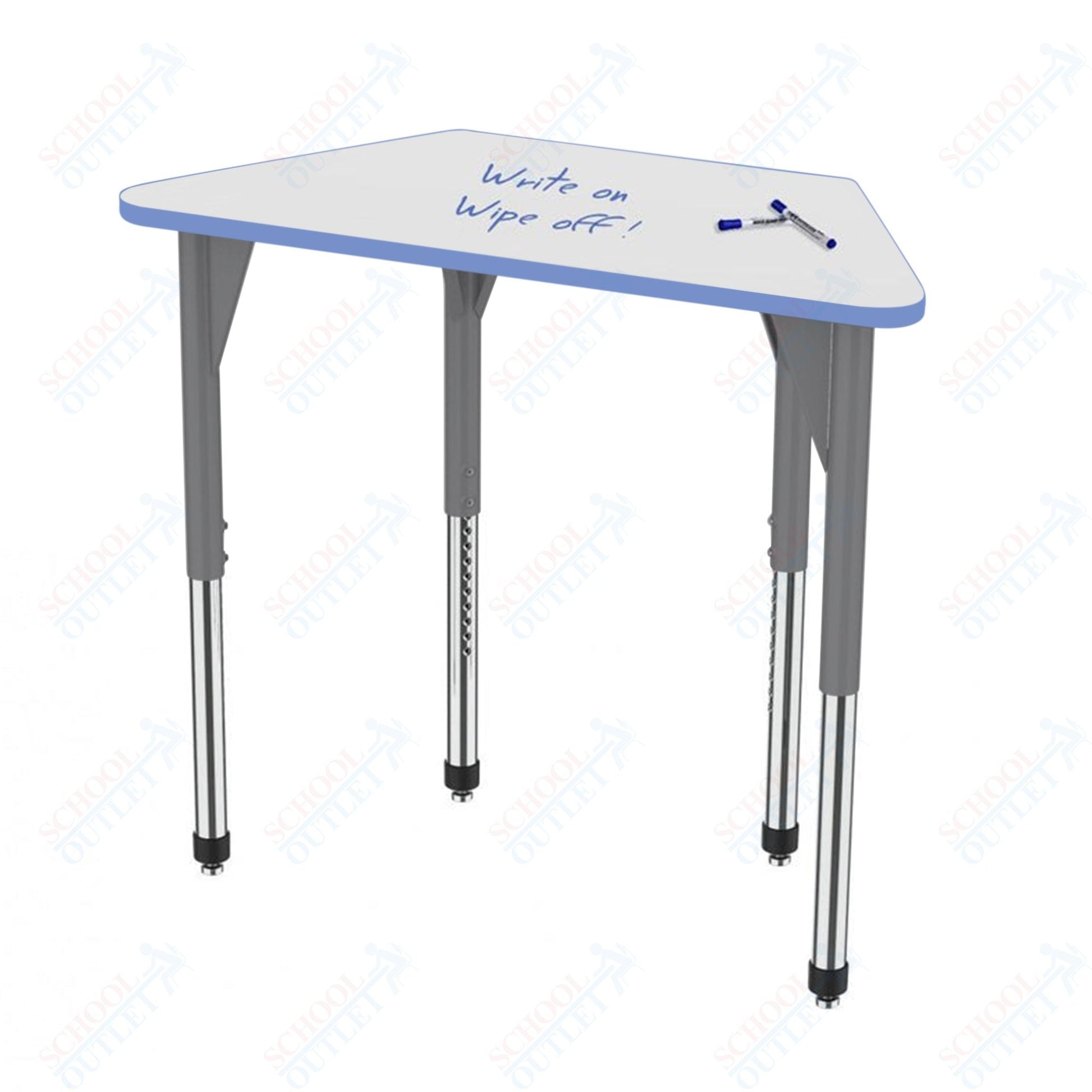 Marco Premier Series Trapezoid Activity Table w/ Dry Erase Top 24" x 48" Adj Height 21" - 31" (43 - 2276 - DB) - SchoolOutlet
