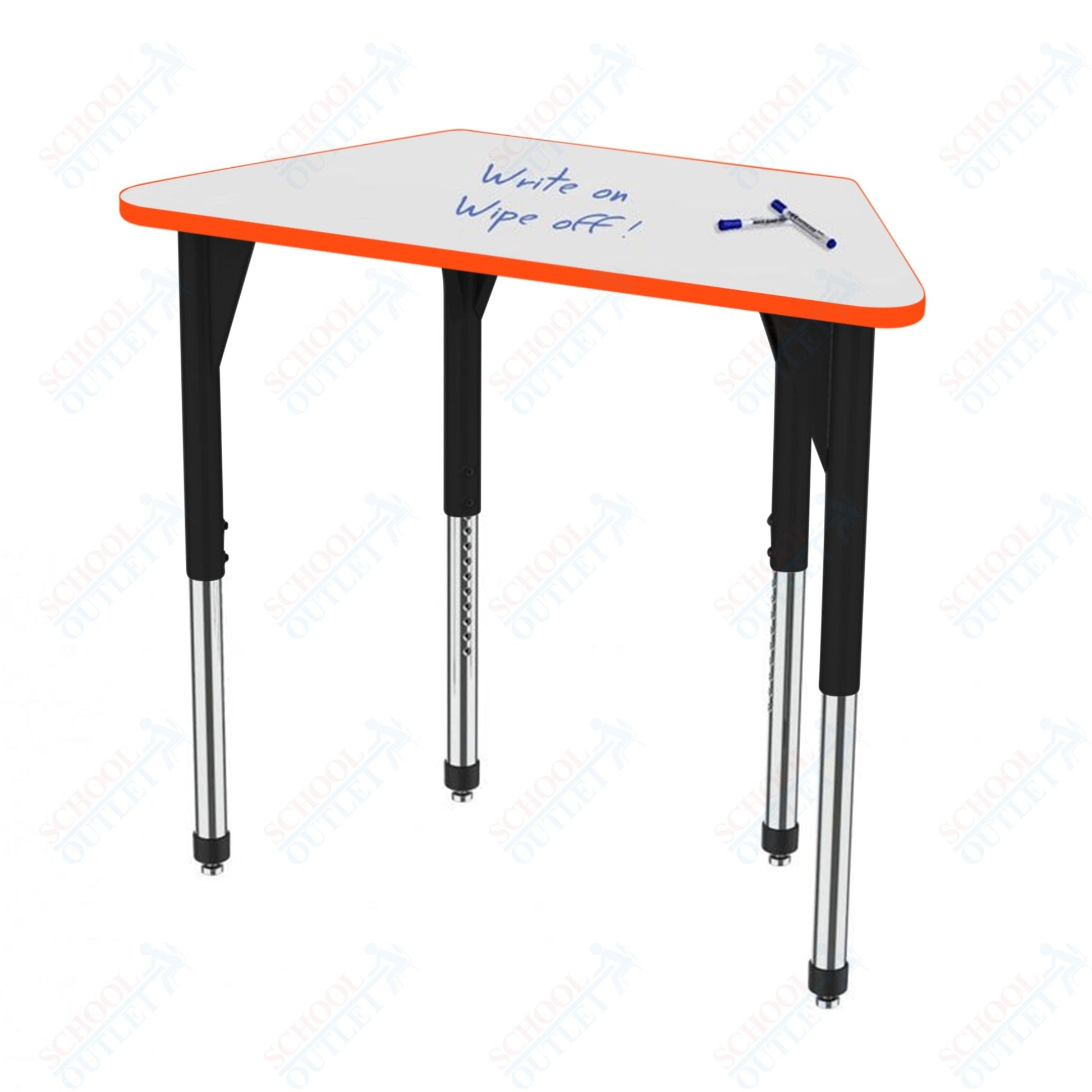 Marco Premier Series Trapezoid Activity Table w/ Dry Erase Top 24" x 48" Adj Height 21" - 31" (43 - 2276 - DB) - SchoolOutlet