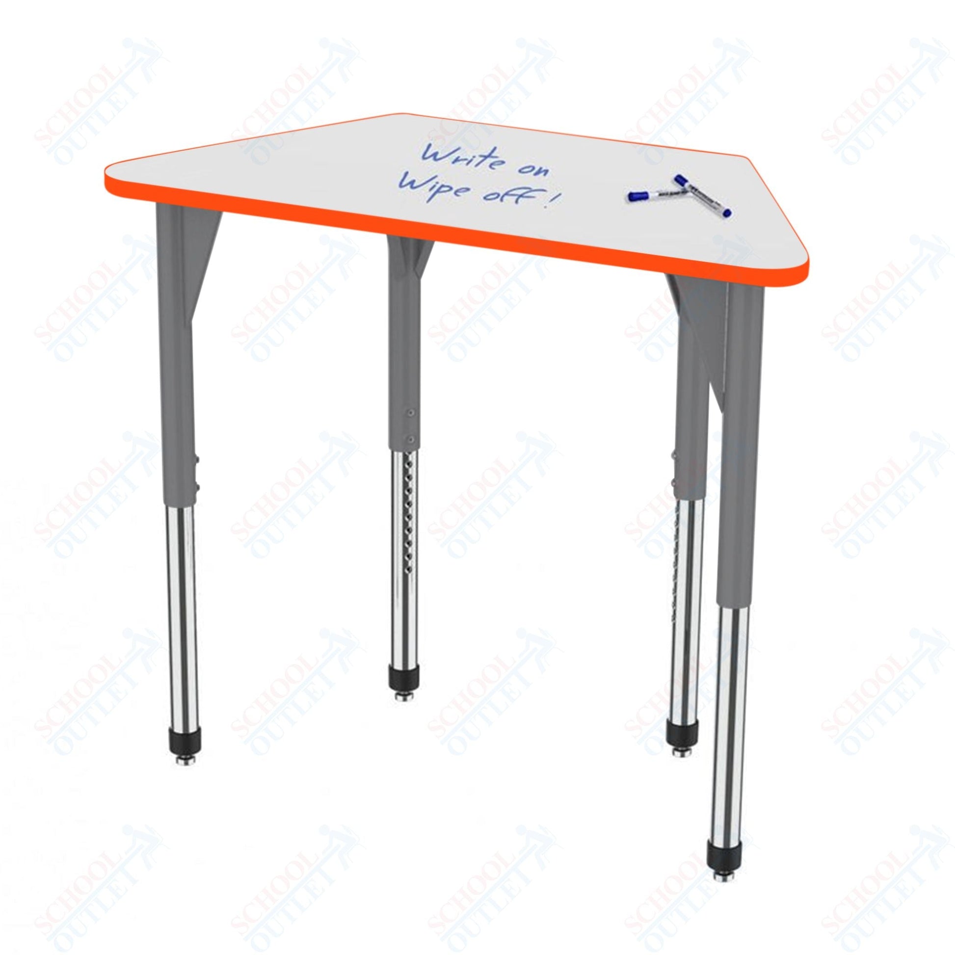 Marco Premier Series Trapezoid Activity Table w/ Dry Erase Top 24" x 48" Adj Height 21" - 31" (43 - 2276 - DB) - SchoolOutlet