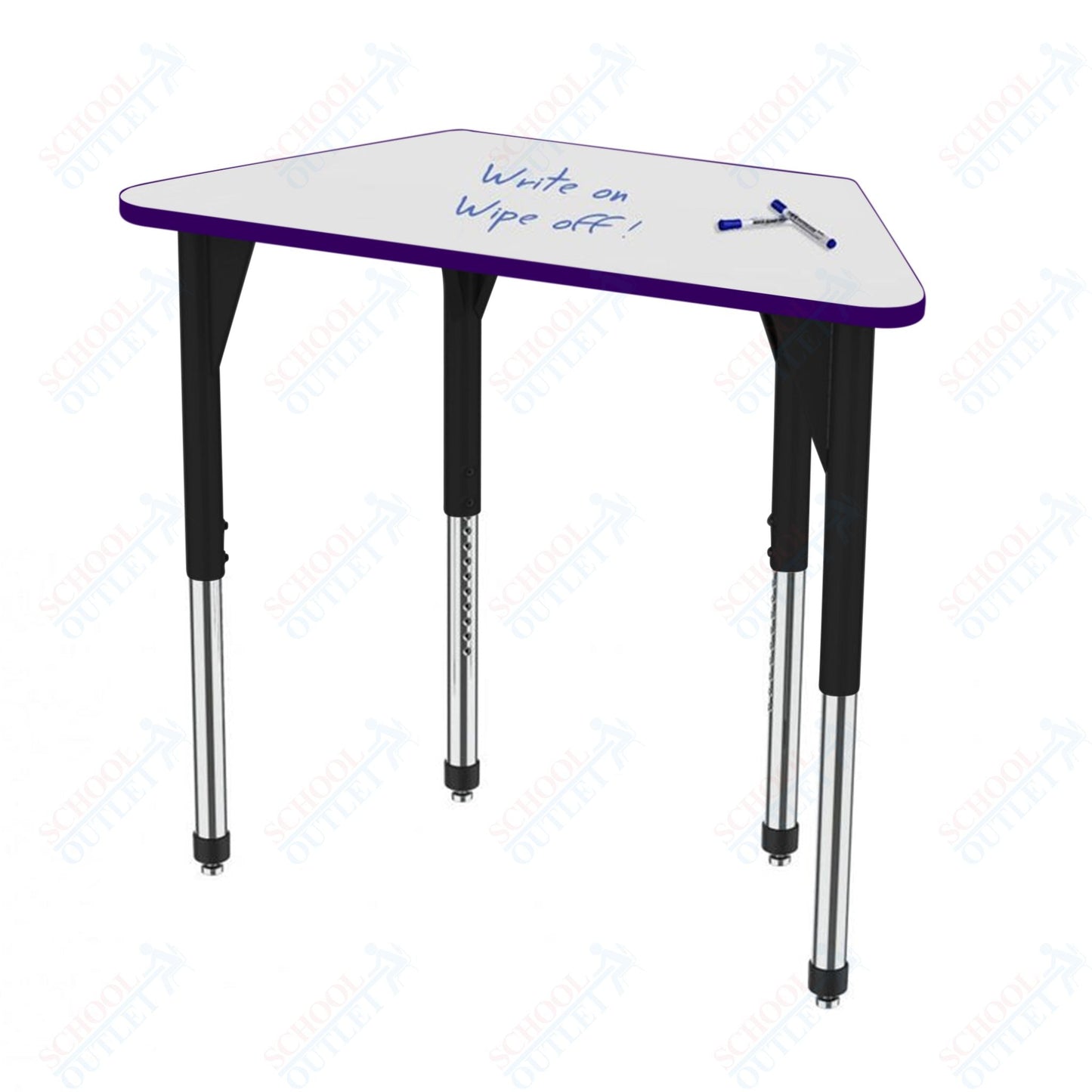 Marco Premier Series Trapezoid Activity Table w/ Dry Erase Top 24" x 48" Adj Height 21" - 31" (43 - 2276 - DB) - SchoolOutlet