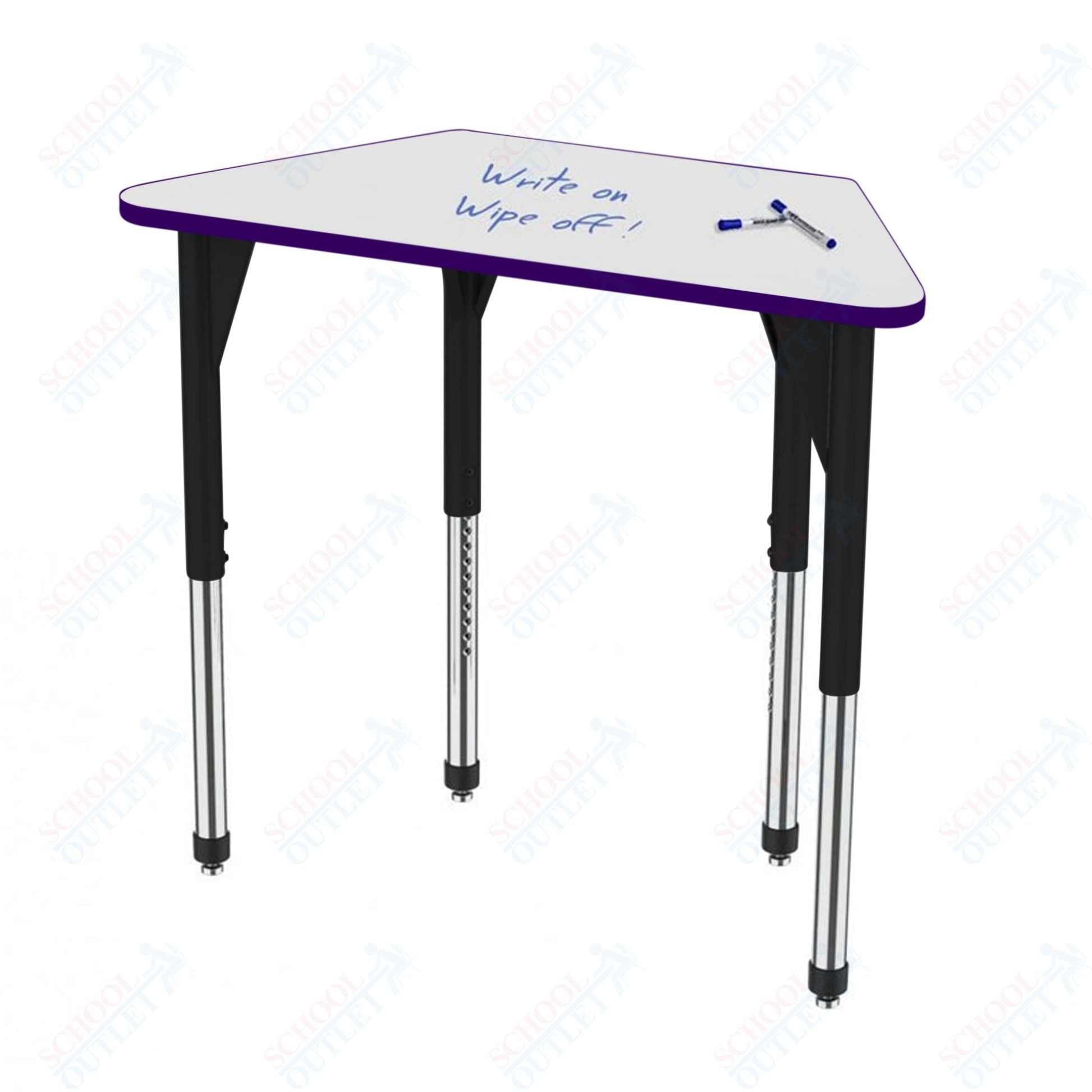 Marco Premier Series Trapezoid Activity Table w/ Dry Erase Top 24" x 48" Adj Height 21" - 31" (43 - 2276 - DB) - SchoolOutlet