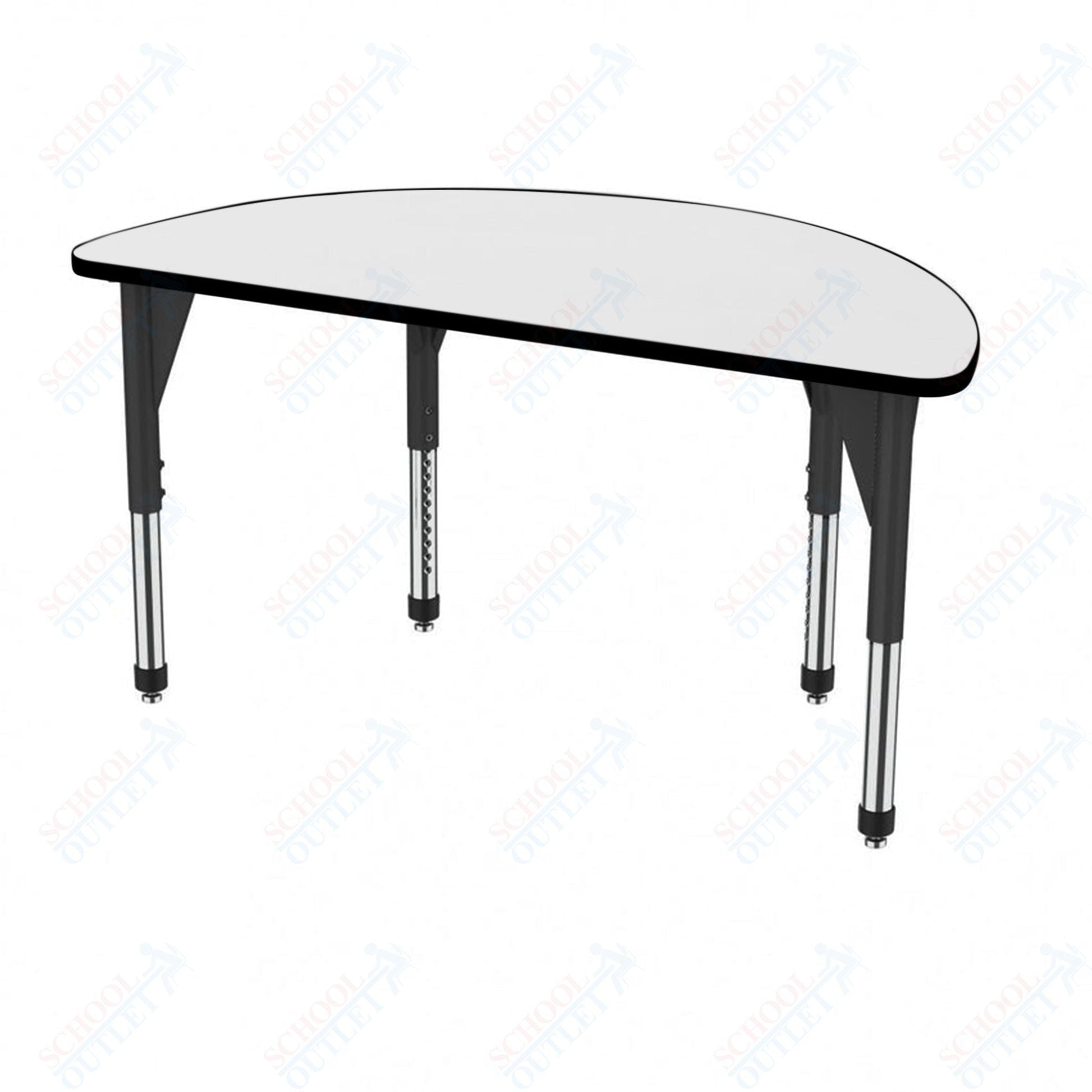 Marco Premier Series 60" Half Round Activity Table w/ Dry Erase Top Adj Height 21" - 31" (43 - 2278 - DB) - SchoolOutlet