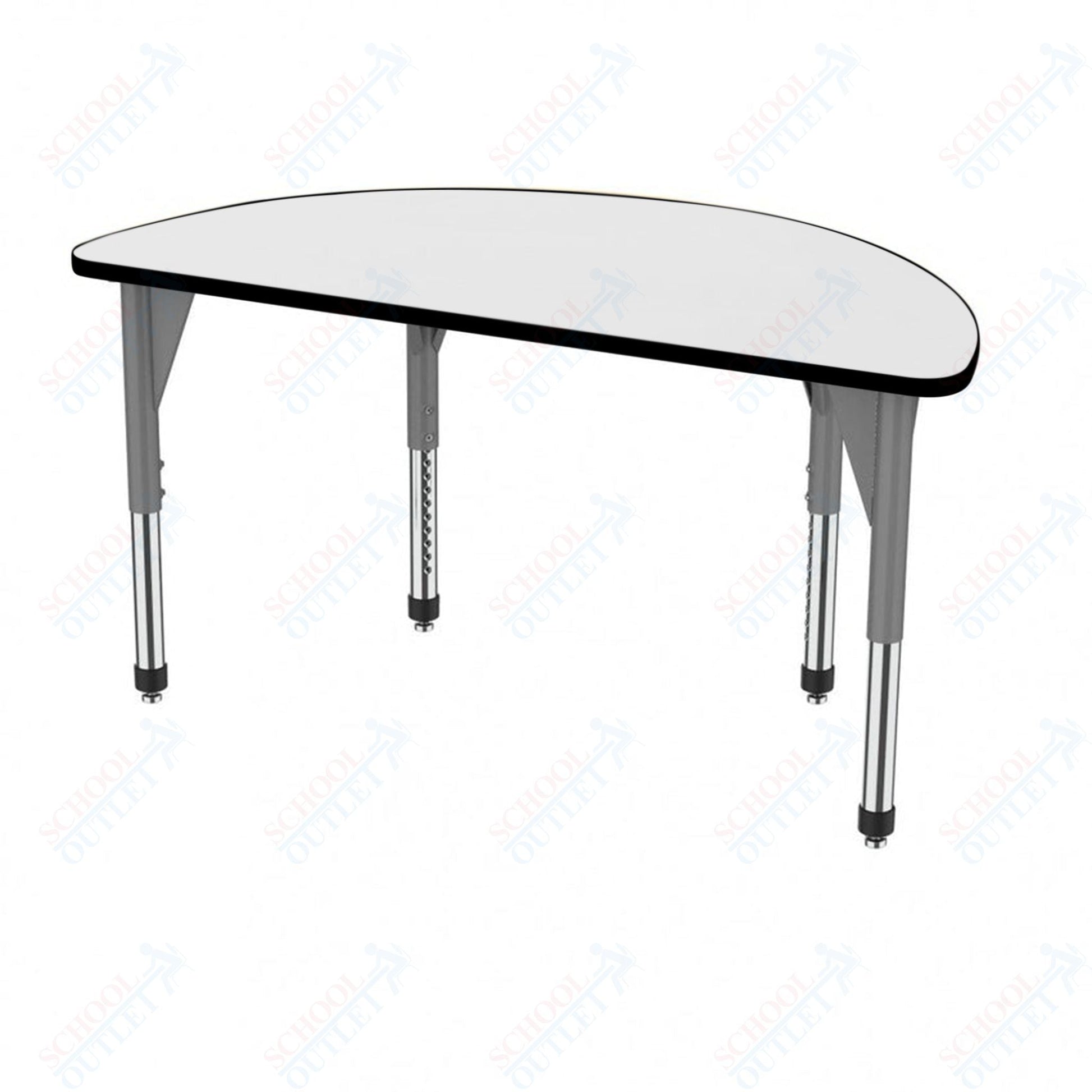 Marco Premier Series 60" Half Round Activity Table w/ Dry Erase Top Adj Height 21" - 31" (43 - 2278 - DB) - SchoolOutlet