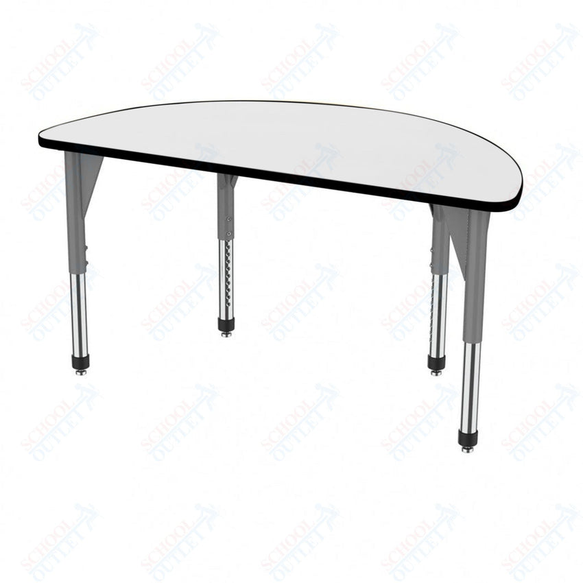 Marco Premier Series 60" Half Round Activity Table w/ Dry Erase Top Adj Height 21" - 31" (43 - 2278 - DB) - SchoolOutlet
