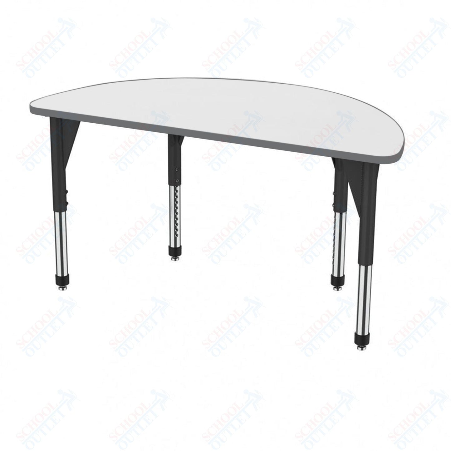 Marco Premier Series 60" Half Round Activity Table w/ Dry Erase Top Adj Height 21" - 31" (43 - 2278 - DB) - SchoolOutlet