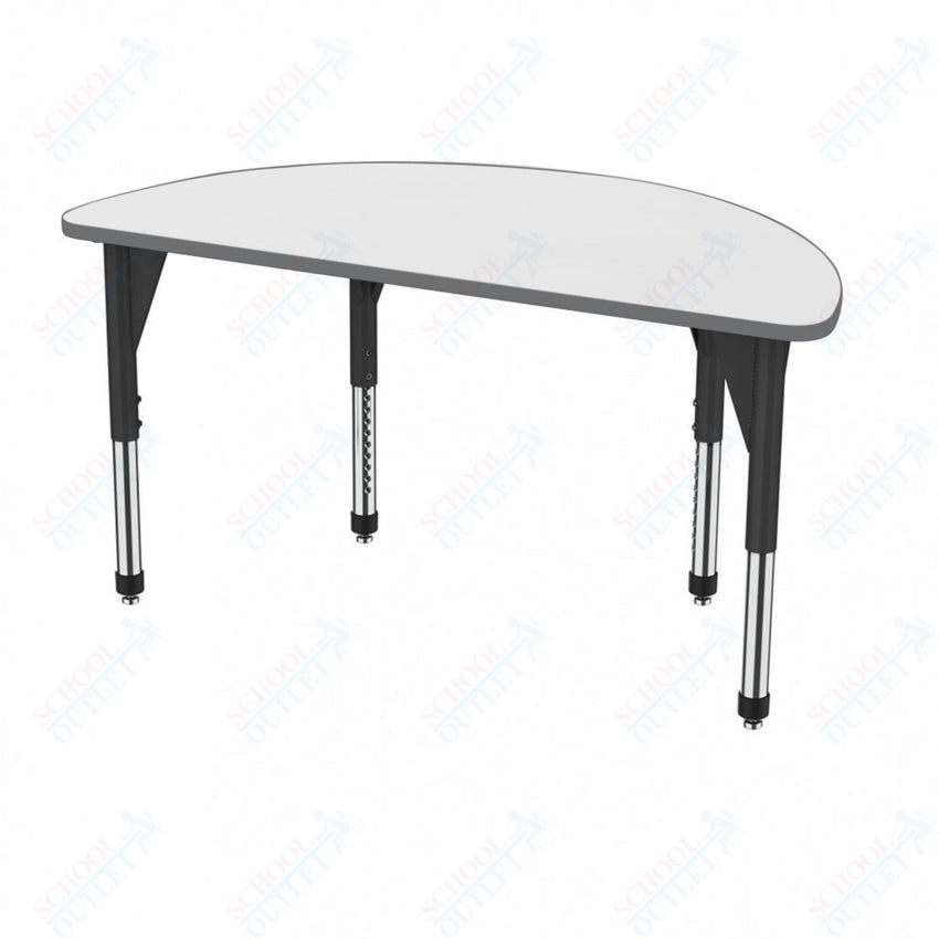 Marco Premier Series 60" Half Round Activity Table w/ Dry Erase Top Adj Height 21" - 31" (43 - 2278 - DB) - SchoolOutlet