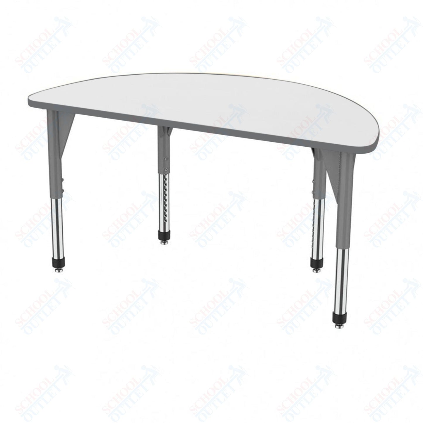 Marco Premier Series 60" Half Round Activity Table w/ Dry Erase Top Adj Height 21" - 31" (43 - 2278 - DB) - SchoolOutlet