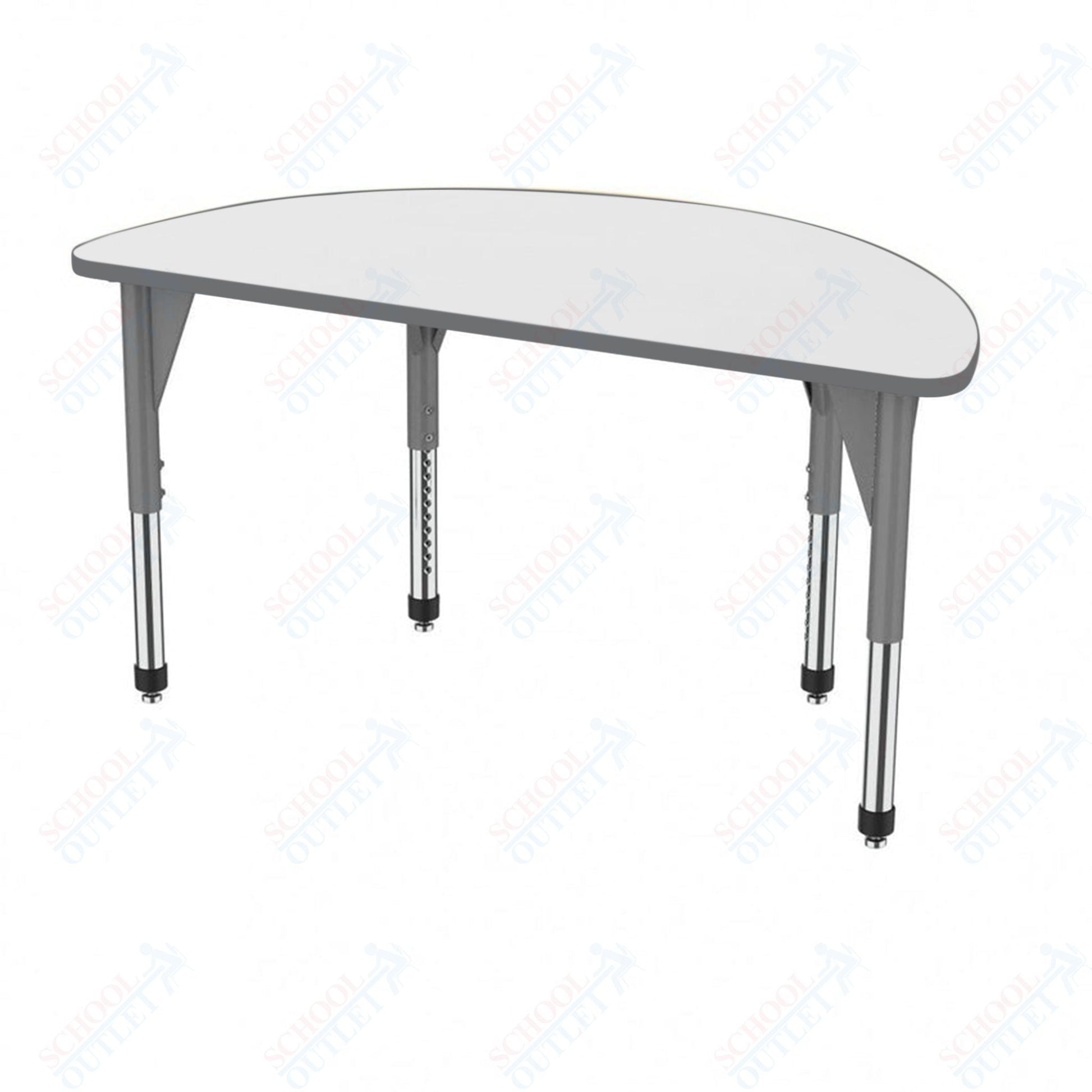 Marco Premier Series 60" Half Round Activity Table w/ Dry Erase Top Adj Height 21" - 31" (43 - 2278 - DB) - SchoolOutlet