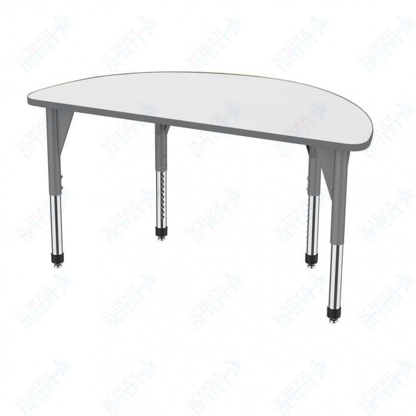 Marco Premier Series 60" Half Round Activity Table w/ Dry Erase Top Adj Height 21" - 31" (43 - 2278 - DB) - SchoolOutlet