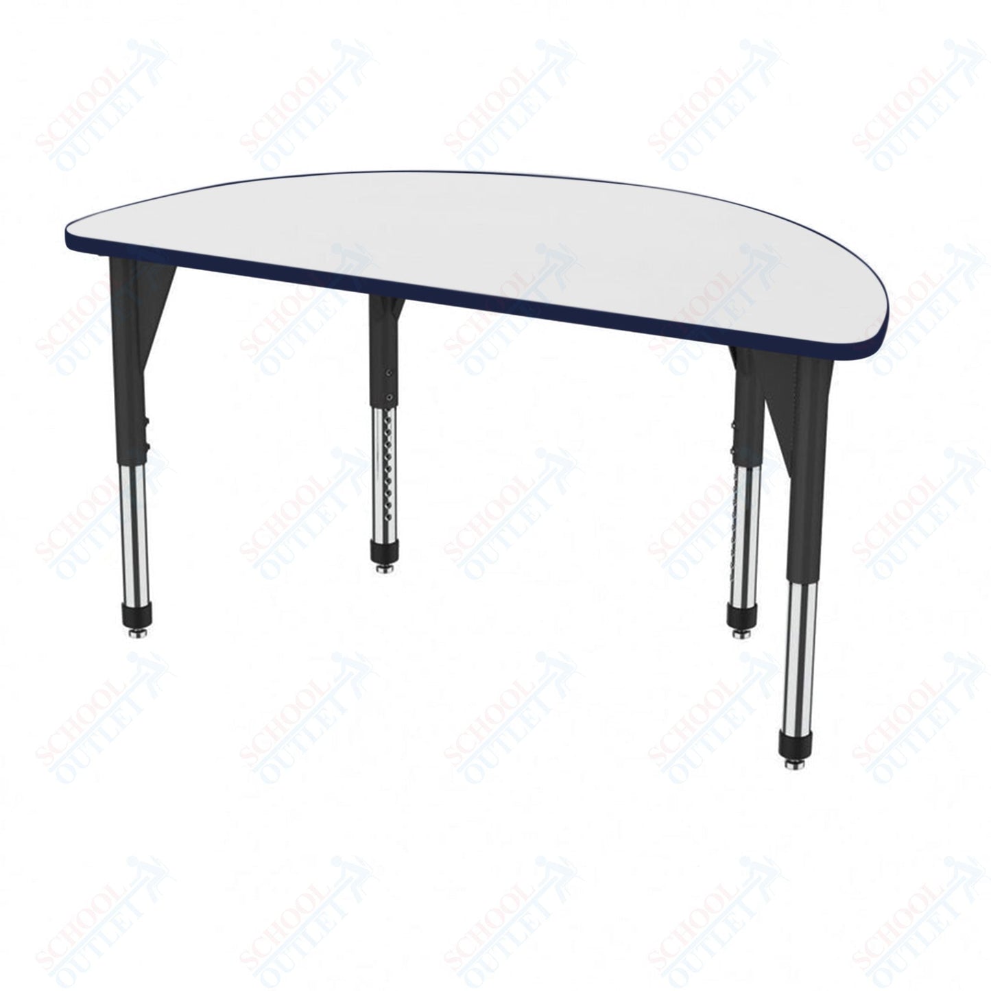 Marco Premier Series 60" Half Round Activity Table w/ Dry Erase Top Adj Height 21" - 31" (43 - 2278 - DB) - SchoolOutlet