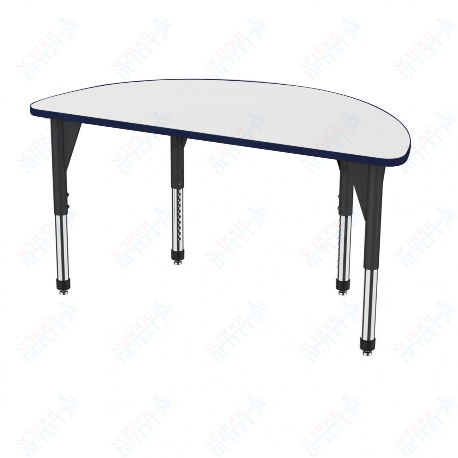 Marco Premier Series 60" Half Round Activity Table w/ Dry Erase Top Adj Height 21" - 31" (43 - 2278 - DB) - SchoolOutlet