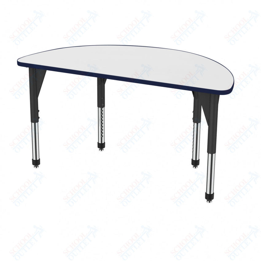 Marco Premier Series 60" Half Round Activity Table w/ Dry Erase Top Adj Height 21" - 31" (43 - 2278 - DB) - SchoolOutlet