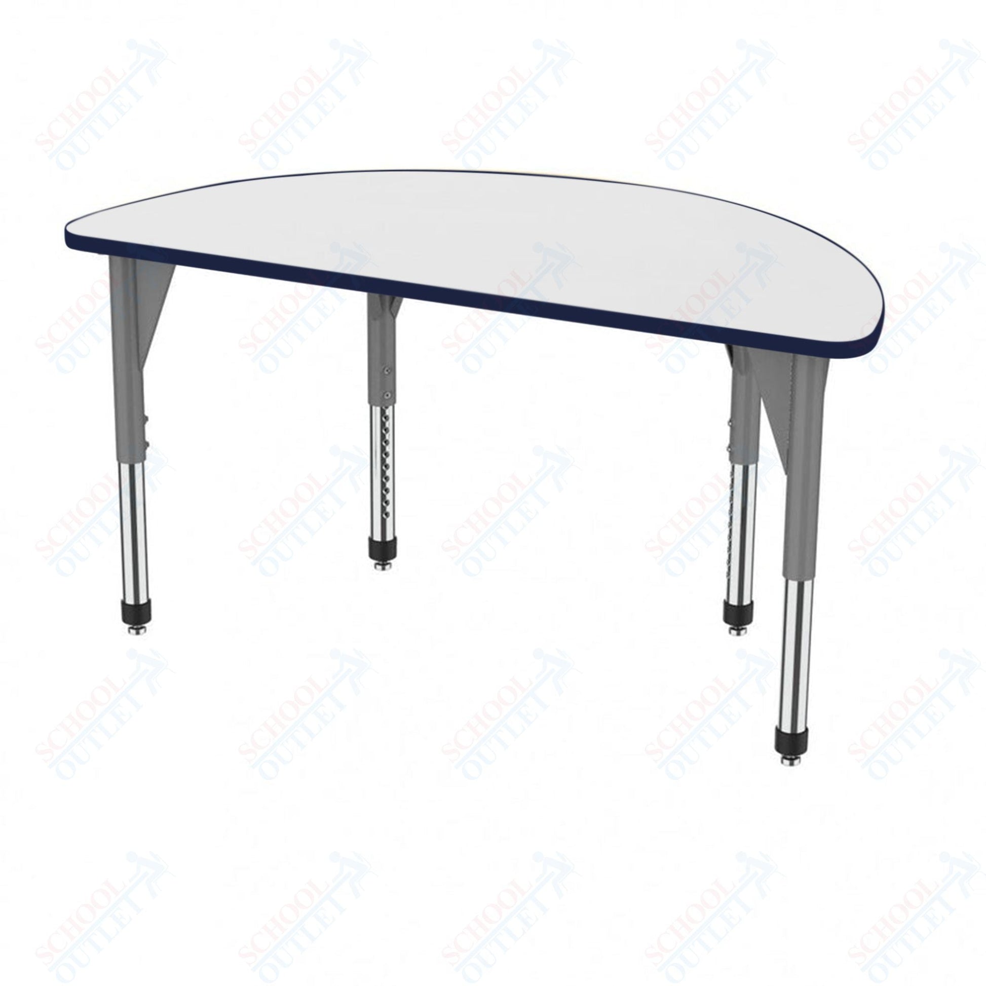 Marco Premier Series 60" Half Round Activity Table w/ Dry Erase Top Adj Height 21" - 31" (43 - 2278 - DB) - SchoolOutlet