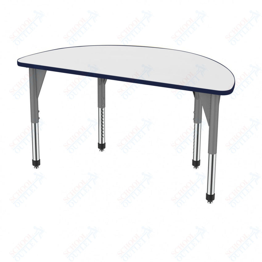 Marco Premier Series 60" Half Round Activity Table w/ Dry Erase Top Adj Height 21" - 31" (43 - 2278 - DB) - SchoolOutlet