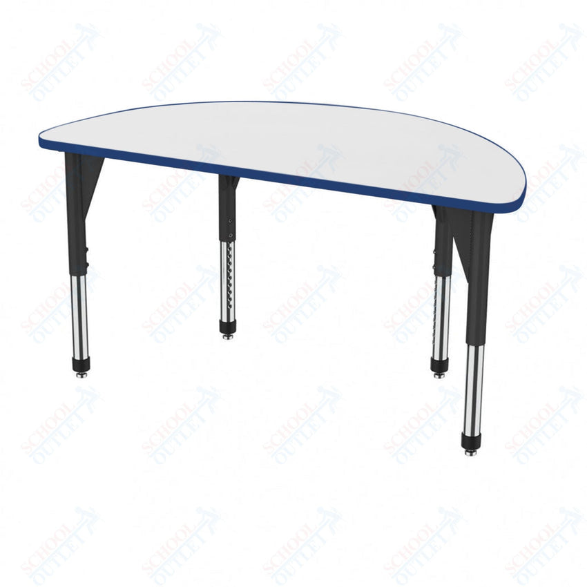 Marco Premier Series 60" Half Round Activity Table w/ Dry Erase Top Adj Height 21" - 31" (43 - 2278 - DB) - SchoolOutlet