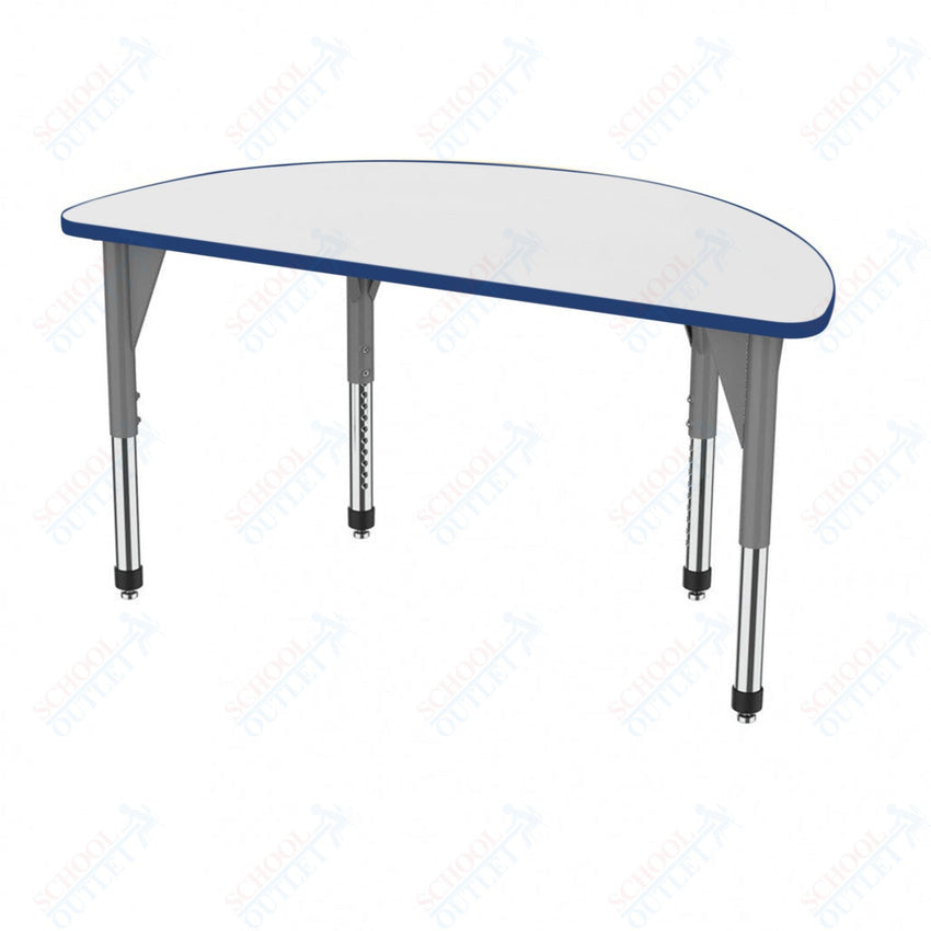 Marco Premier Series 60" Half Round Activity Table w/ Dry Erase Top Adj Height 21" - 31" (43 - 2278 - DB) - SchoolOutlet