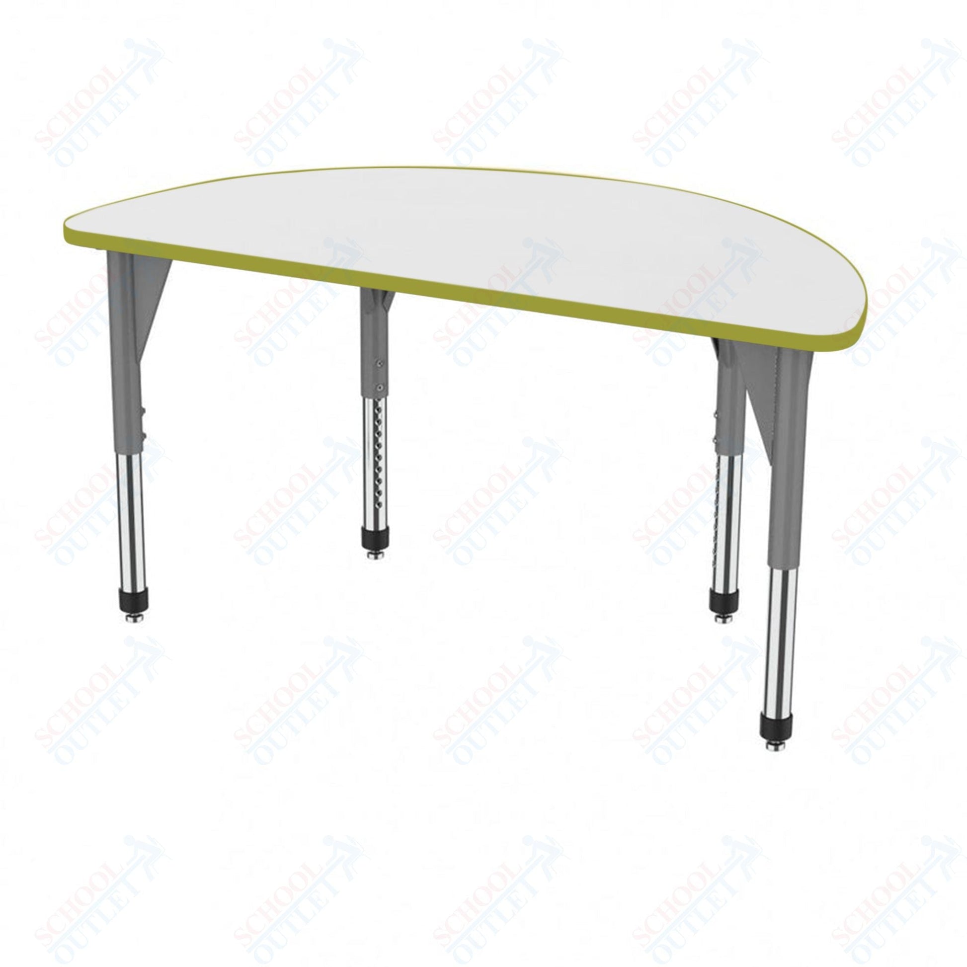 Marco Premier Series 60" Half Round Activity Table w/ Dry Erase Top Adj Height 21" - 31" (43 - 2278 - DB) - SchoolOutlet