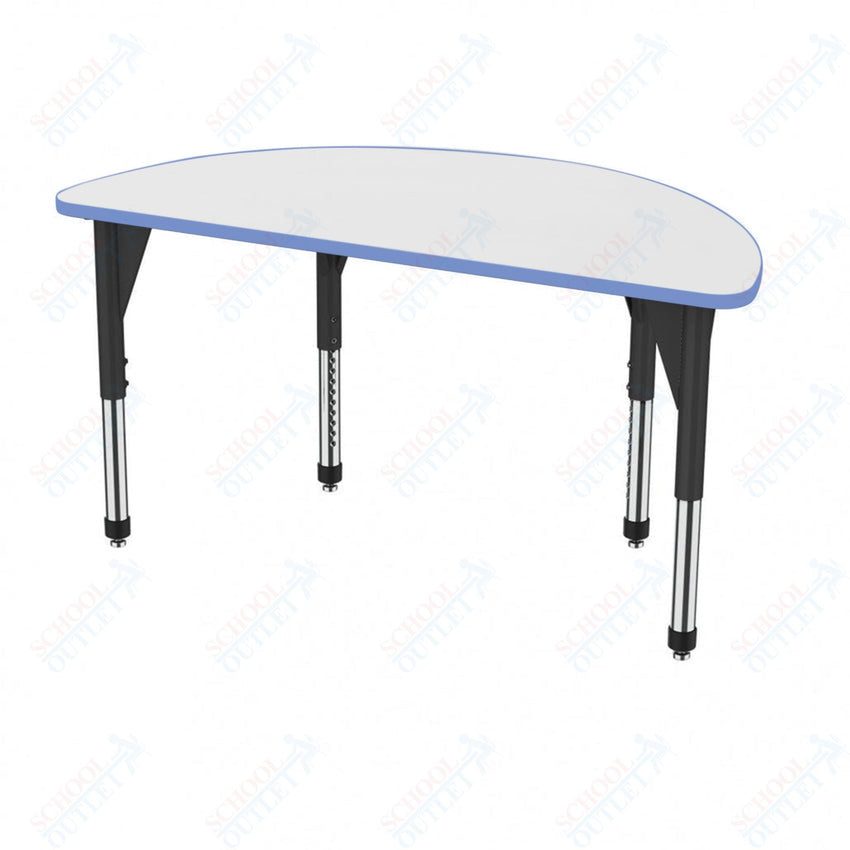 Marco Premier Series 60" Half Round Activity Table w/ Dry Erase Top Adj Height 21" - 31" (43 - 2278 - DB) - SchoolOutlet