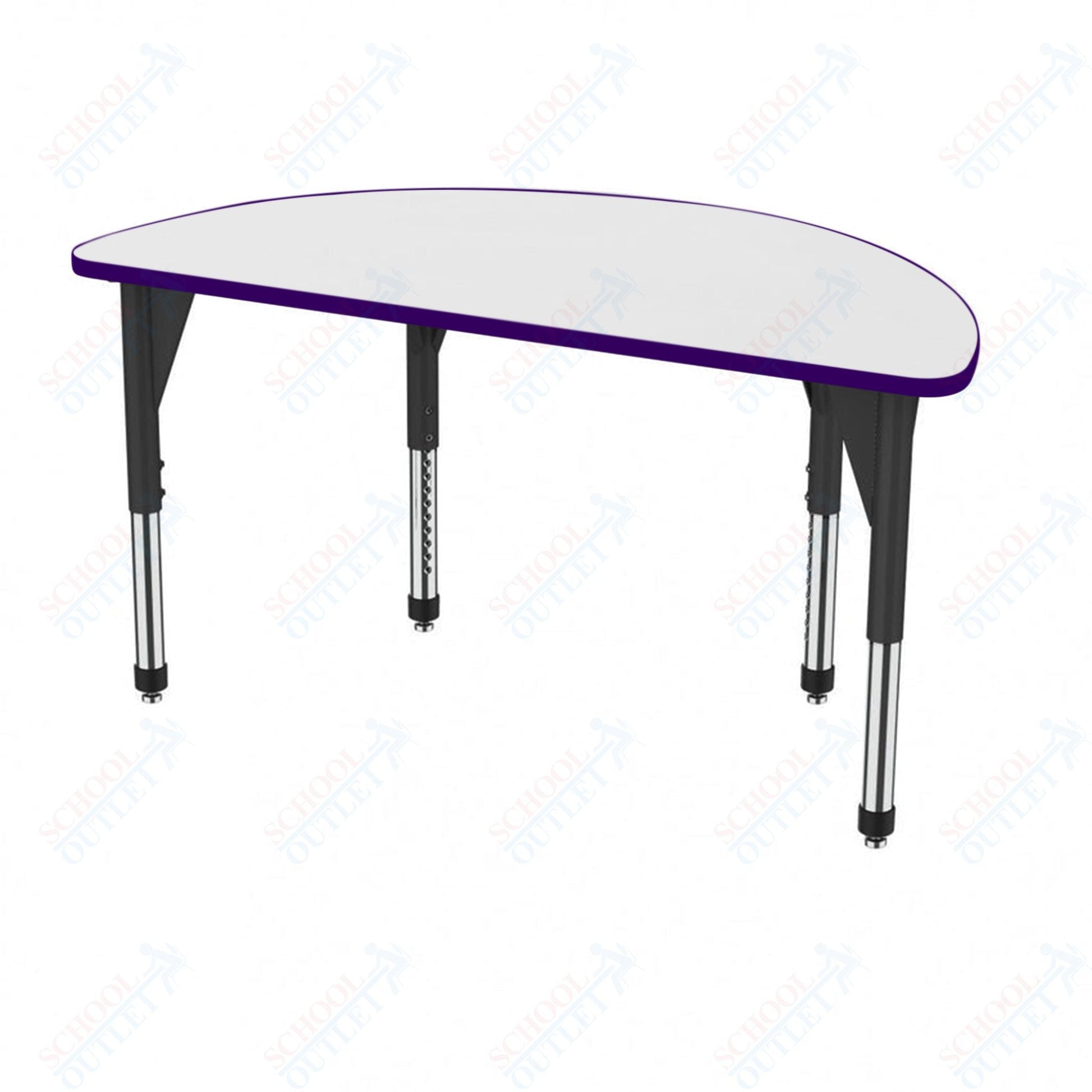 Marco Premier Series 60" Half Round Activity Table w/ Dry Erase Top Adj Height 21" - 31" (43 - 2278 - DB) - SchoolOutlet