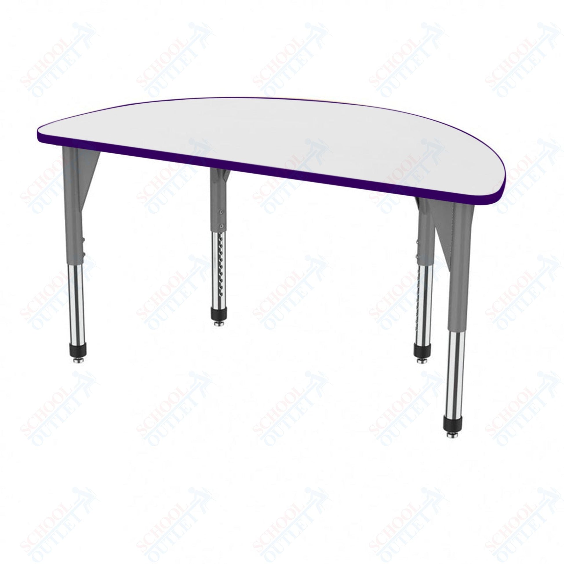 Marco Premier Series 60" Half Round Activity Table w/ Dry Erase Top Adj Height 21" - 31" (43 - 2278 - DB) - SchoolOutlet