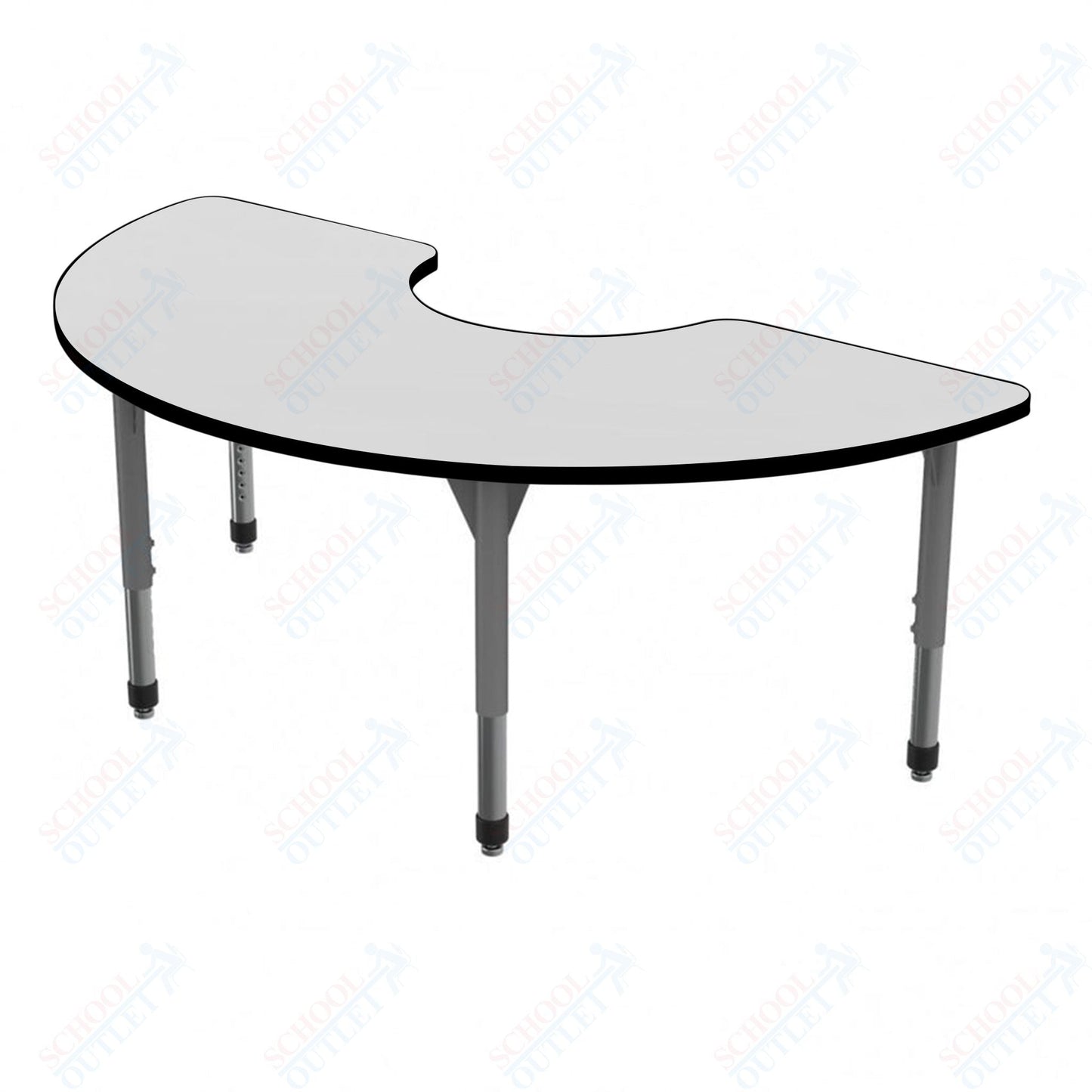 Marco Premier Series Half Moon Activity Table w/ Dry Erase Top 36" x 72" Adj Height 21" - 31" (43 - 2279 - DB) - SchoolOutlet