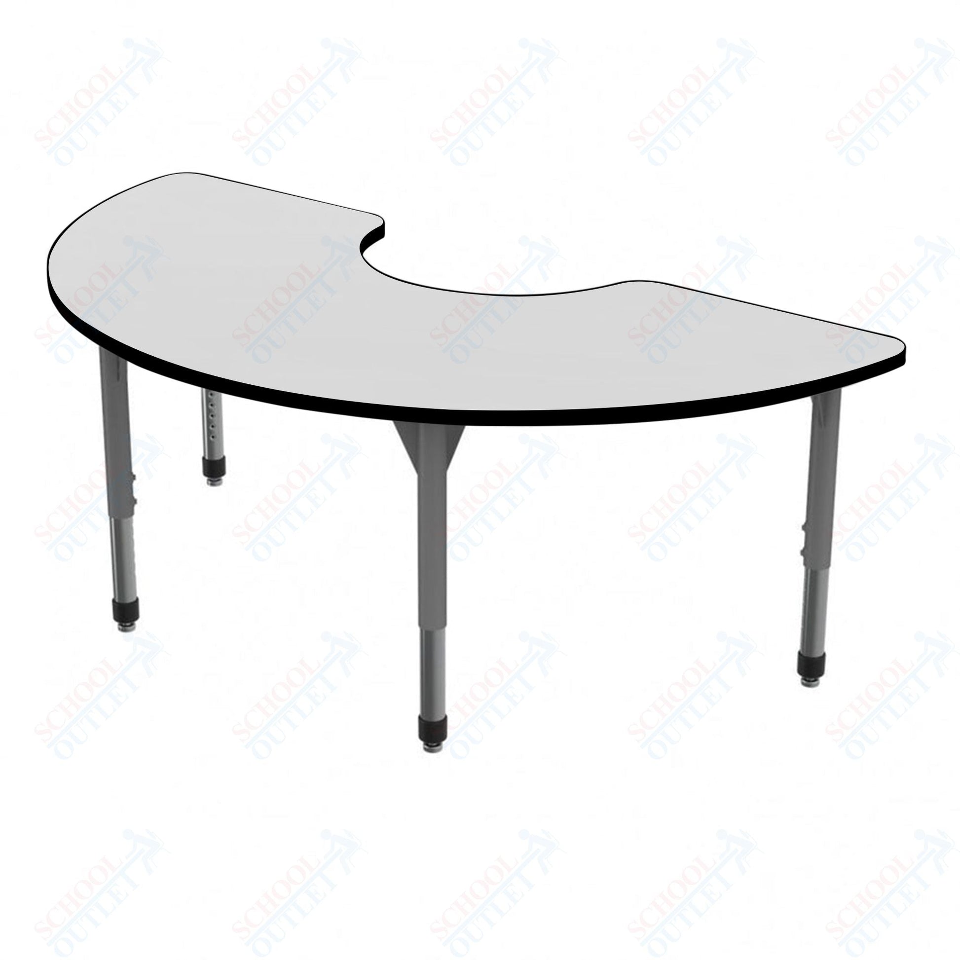 Marco Premier Series Half Moon Activity Table w/ Dry Erase Top 36" x 72" Adj Height 21" - 31" (43 - 2279 - DB) - SchoolOutlet