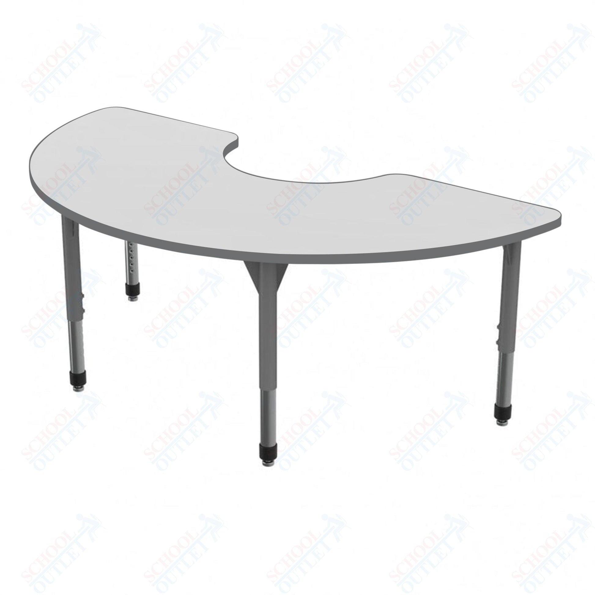 Marco Premier Series Half Moon Activity Table w/ Dry Erase Top 36" x 72" Adj Height 21" - 31" (43 - 2279 - DB) - SchoolOutlet