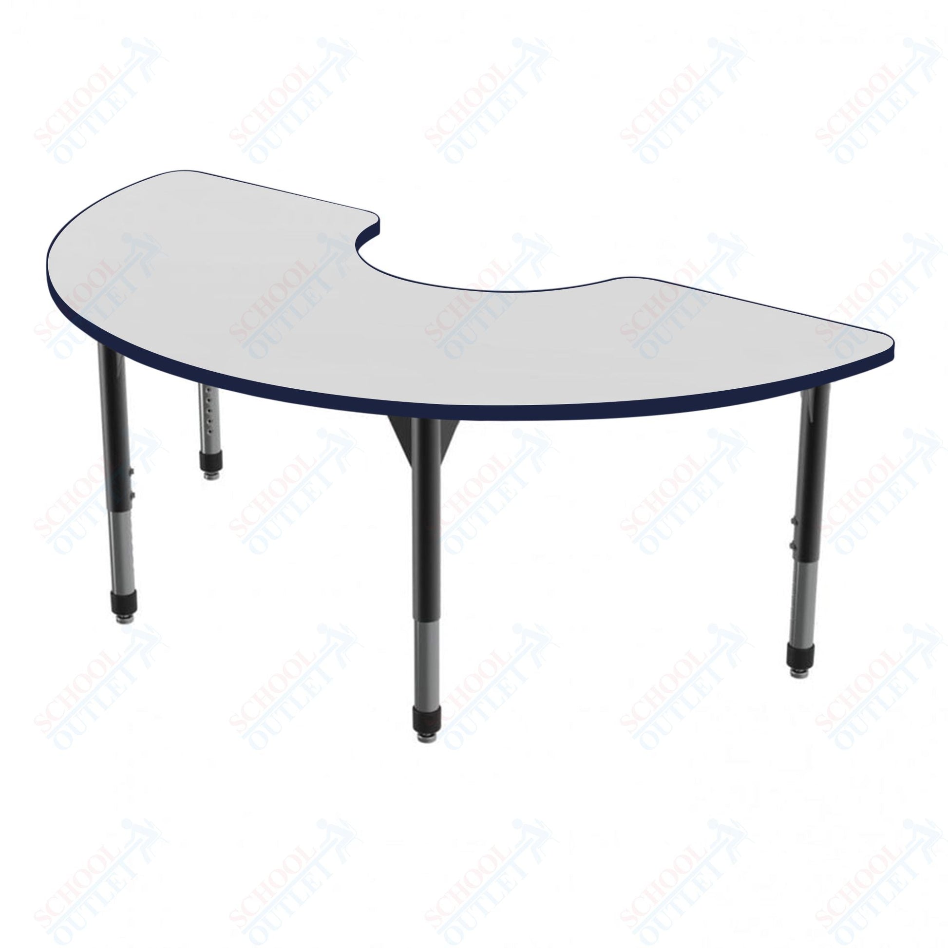 Marco Premier Series Half Moon Activity Table w/ Dry Erase Top 36" x 72" Adj Height 21" - 31" (43 - 2279 - DB) - SchoolOutlet