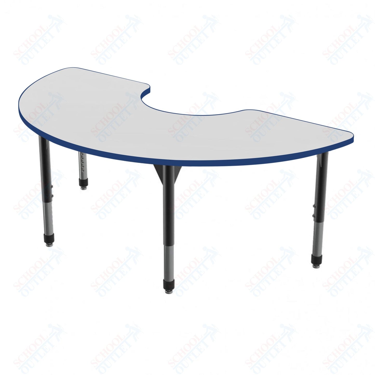Marco Premier Series Half Moon Activity Table w/ Dry Erase Top 36" x 72" Adj Height 21" - 31" (43 - 2279 - DB) - SchoolOutlet