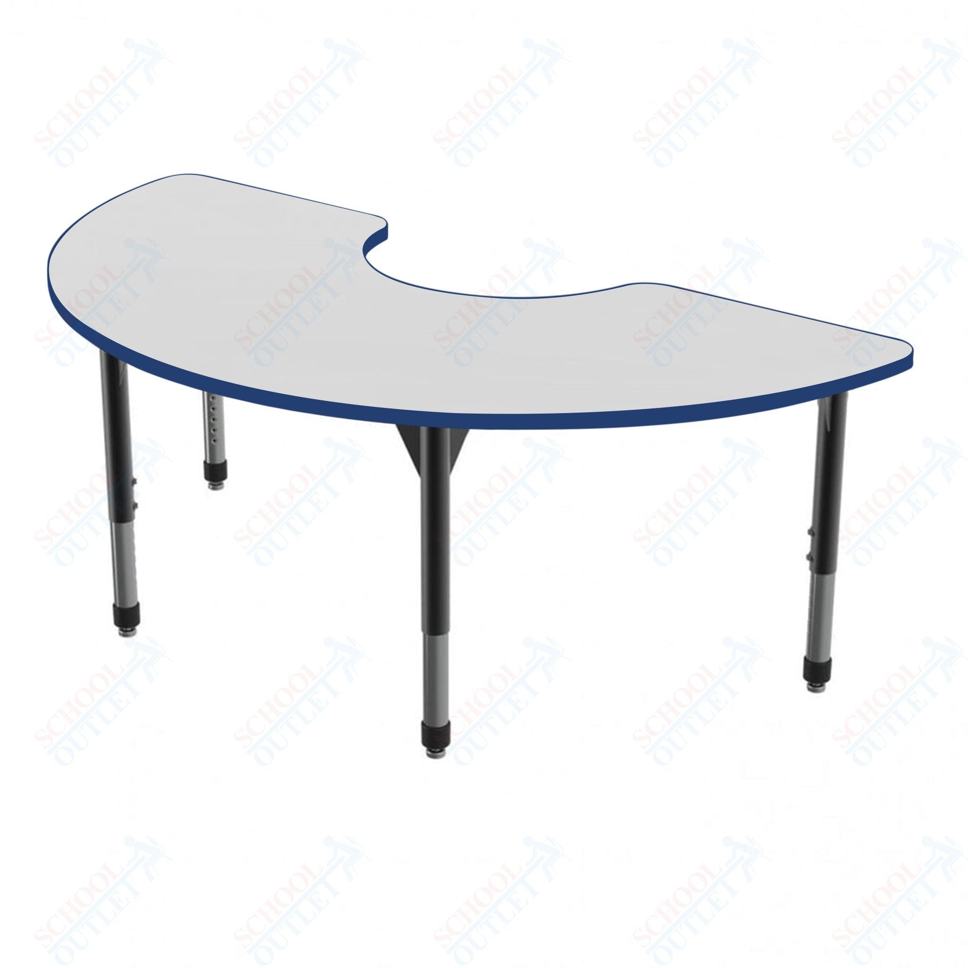Marco Premier Series Half Moon Activity Table w/ Dry Erase Top 36" x 72" Adj Height 21" - 31" (43 - 2279 - DB) - SchoolOutlet