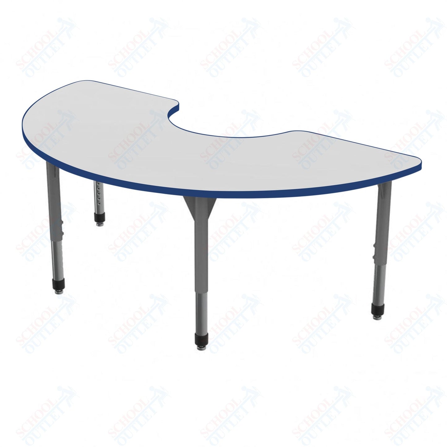 Marco Premier Series Half Moon Activity Table w/ Dry Erase Top 36" x 72" Adj Height 21" - 31" (43 - 2279 - DB) - SchoolOutlet