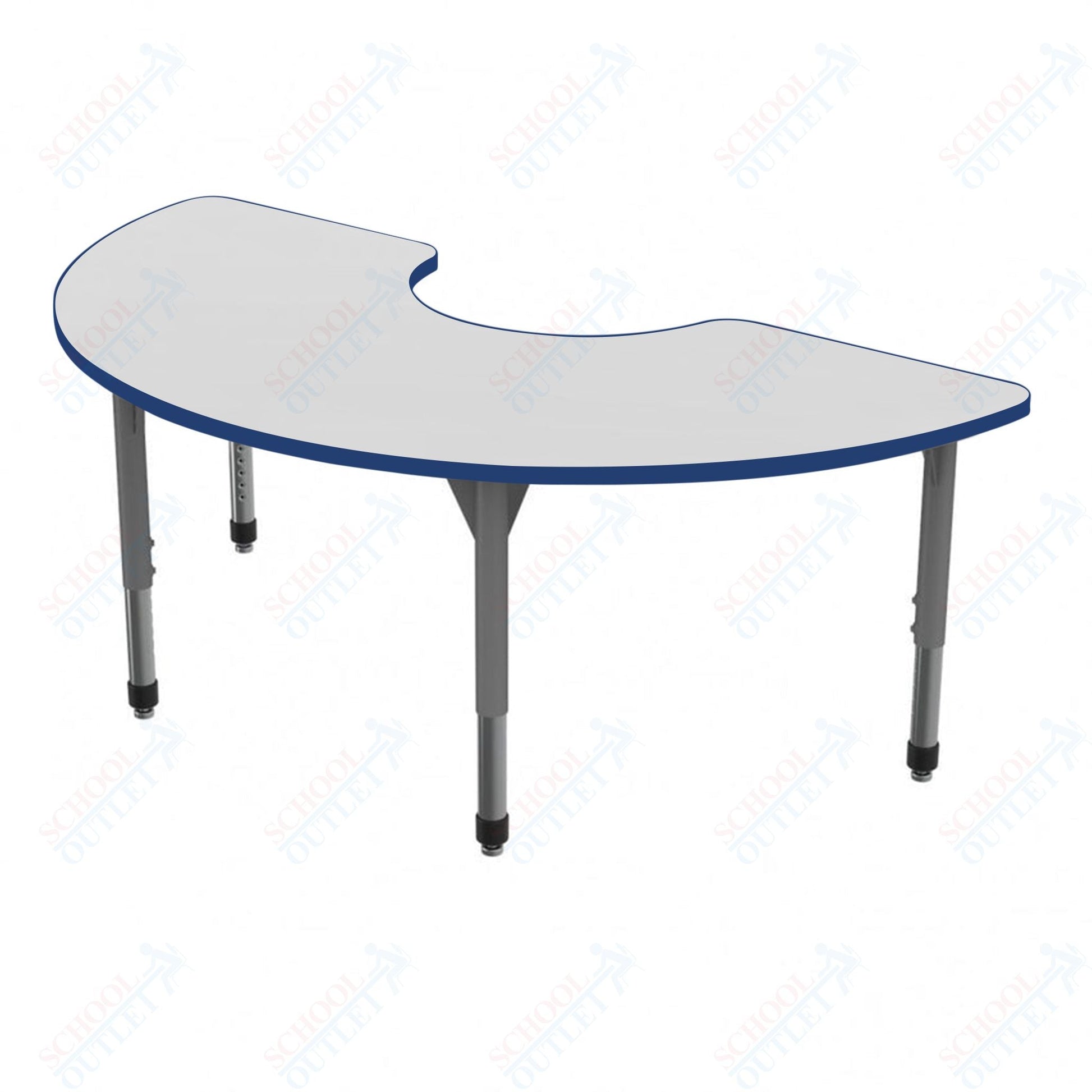 Marco Premier Series Half Moon Activity Table w/ Dry Erase Top 36" x 72" Adj Height 21" - 31" (43 - 2279 - DB) - SchoolOutlet