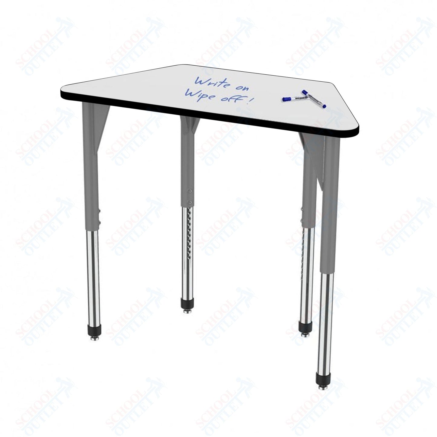 Marco Premier Series Trapezoid Stand - Up Table w/ Dry Erase Top 30" x 60" Adj Height 32" - 42" (43 - 2287 - DA) - SchoolOutlet