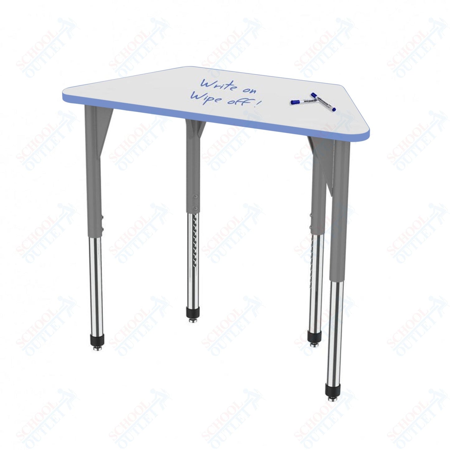 Marco Premier Series Trapezoid Stand - Up Table w/ Dry Erase Top 30" x 60" Adj Height 32" - 42" (43 - 2287 - DA) - SchoolOutlet